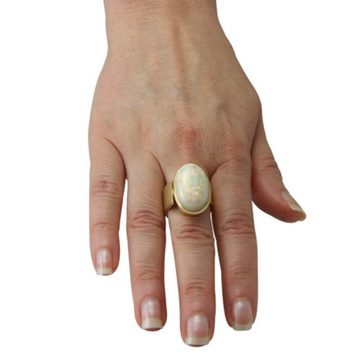 SKIELKA DESIGNSCHMUCK Goldring Opal Ring 15,71 ct. (Gelbgold 750), hochwertige Goldschmiedearbeit aus Deutschland