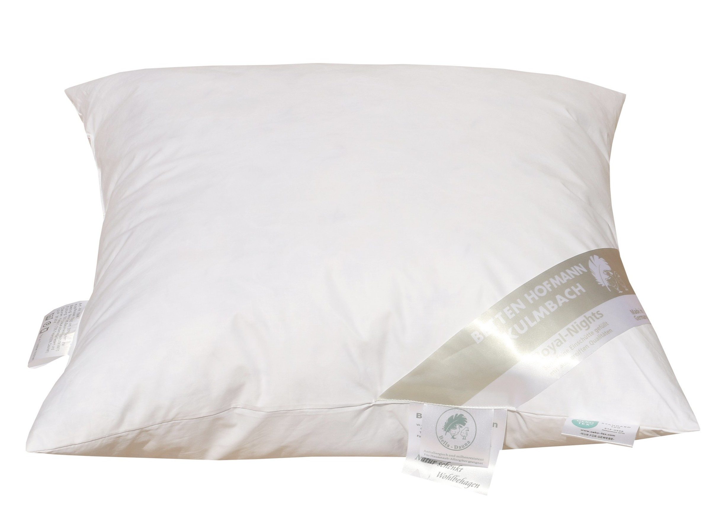 Betten Hofmann Federkopfkissen Betten Hofmann Kopfkissen 50x50cm Federkissen 30% Daunen 550g prall, Füllung: 70% Federn, 30% Daunen, Bezug: 100% Baumwolle, Seitenschläfer, Rückenschläfer, prall befüllt, made in Germany, vielseitig einsetzbar