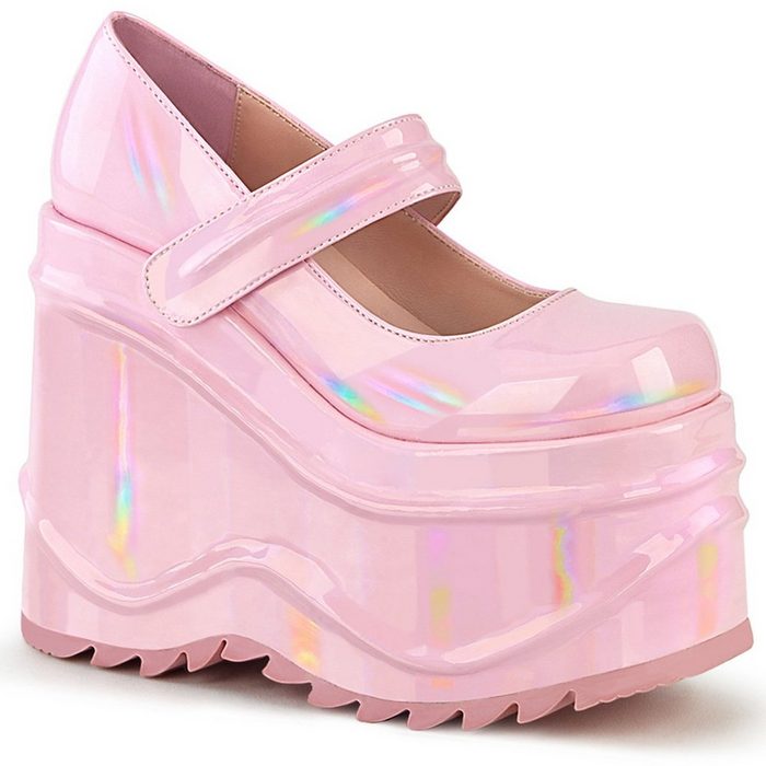 Demonia Plateau Boots WAVE-32 - Hologramm Pink High-Heel-Stiefel