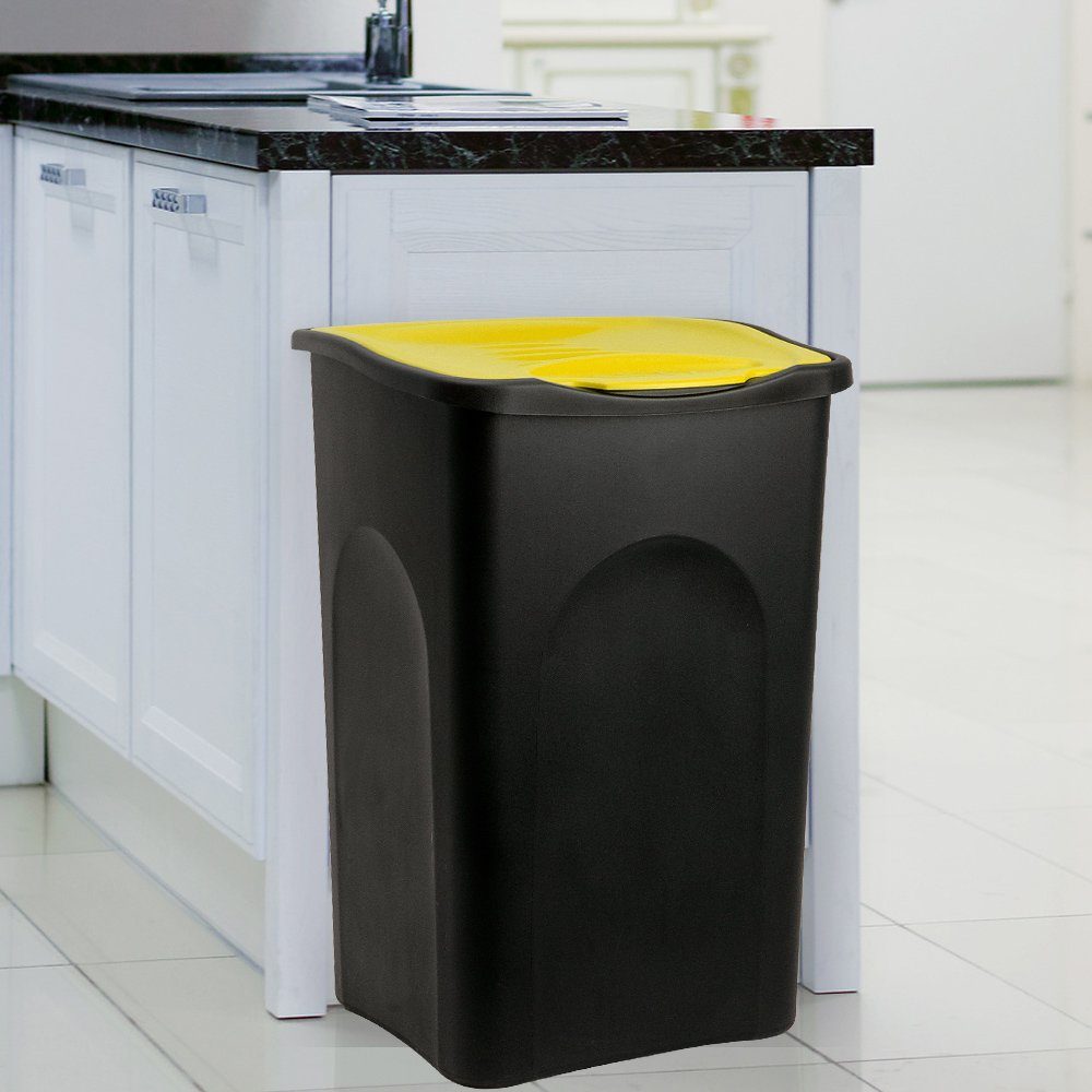 Abfallbehälter Mülltrennung 50 56x37x39cm Mülleimer, schwarz/gelb Papierkorb L Stefanplast