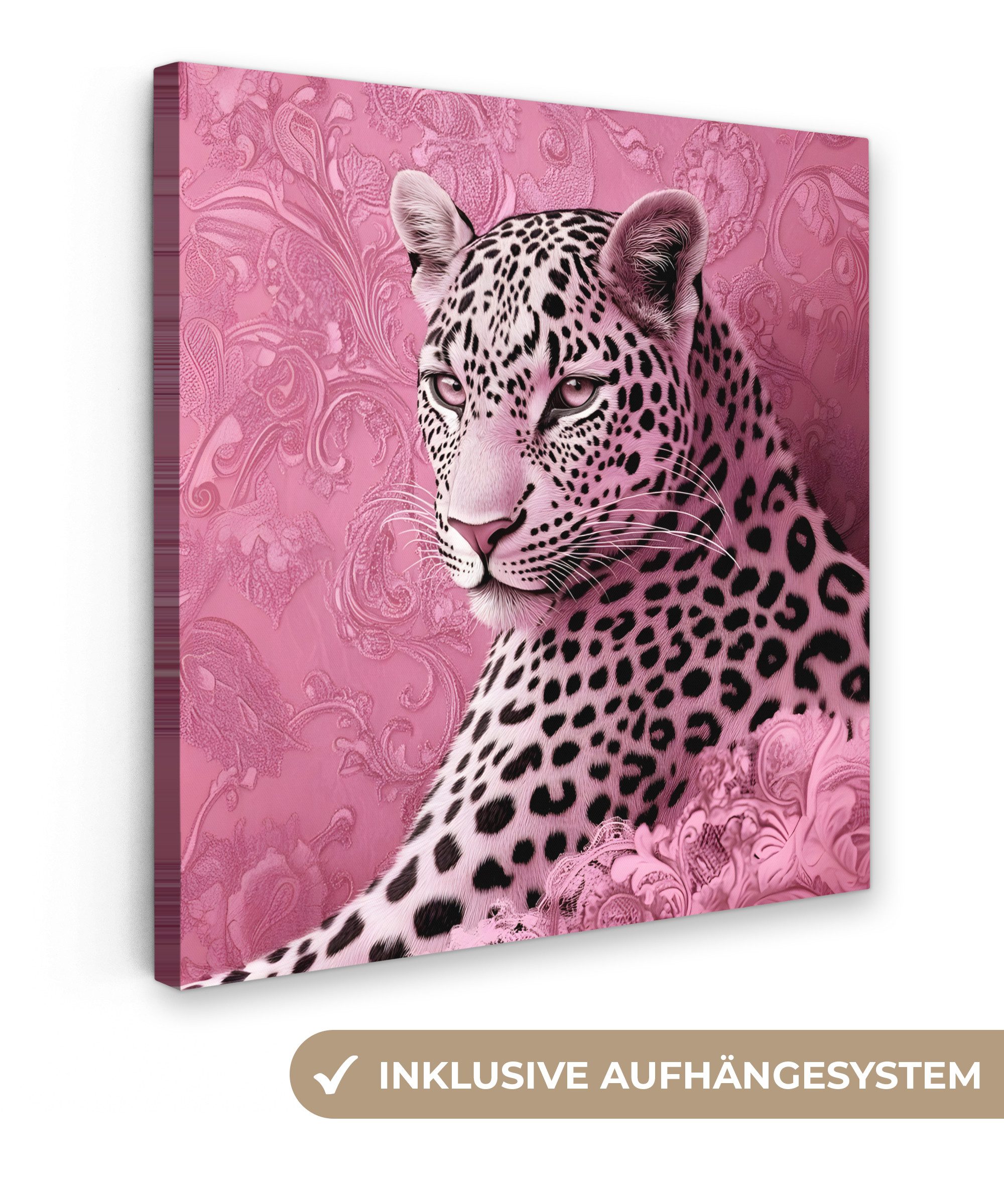 OneMillionCanvasses® Leinwandbild Panther - Deluxe - Rosa, Fotodruck (1 St) günstig online kaufen