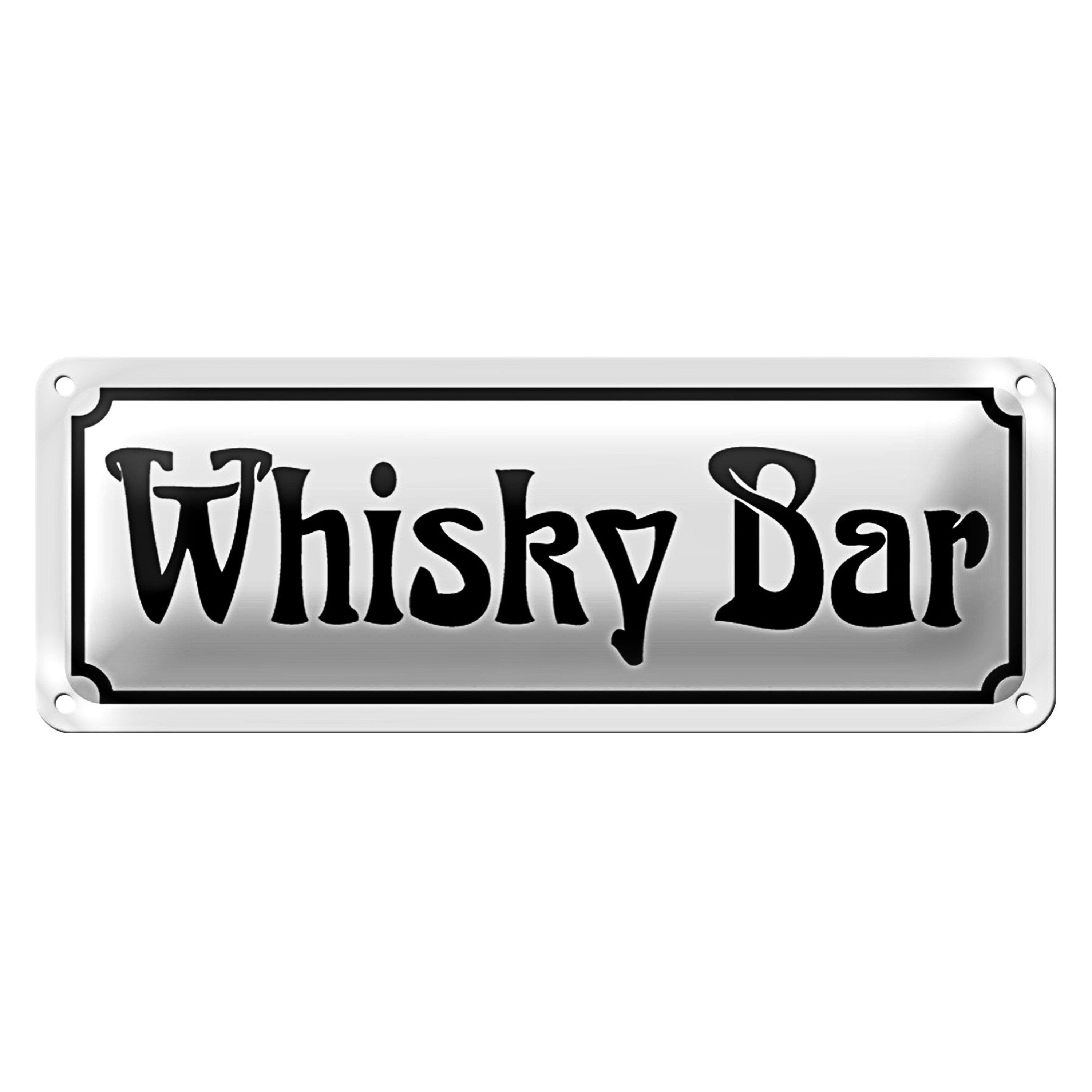 Metallschild Blechschild Whisky Bar 27x10cm Wand Bar Schnaps Man Cave Dekoration