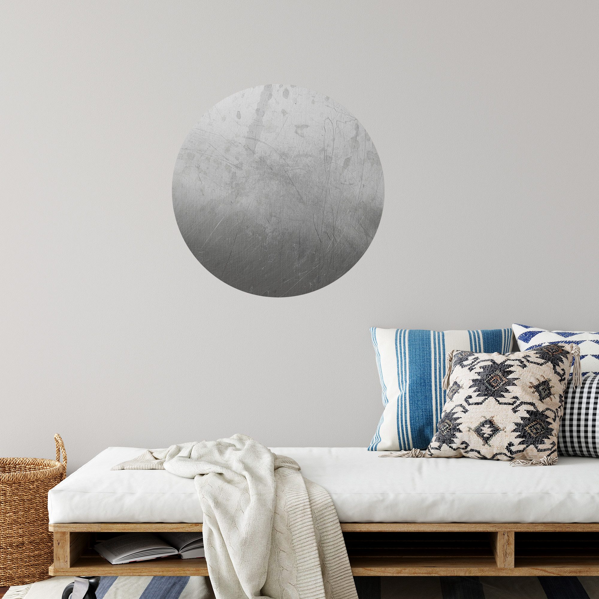 DEQORI Fototapete 'Abgenutzter Edelstahl', Rund, matte Leinwandstruktur, bedruckt, (1 St), selbstklebend Wandtattoo Motiv Wandtapete Wand Sticker Bild Tapete