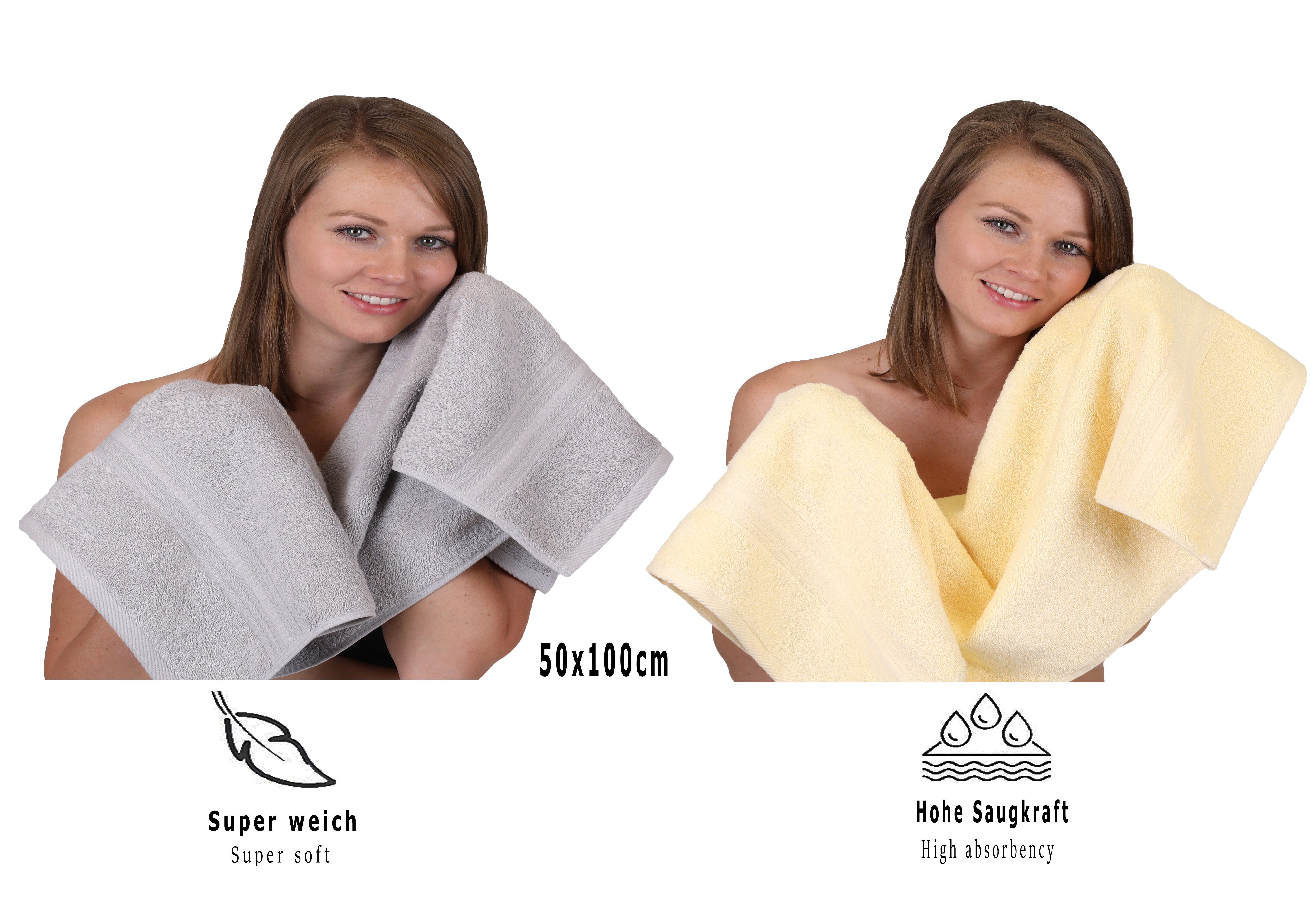 Handtuch GOLD g/m² & 600 10 Set Handtuch beige Qualität TLG. Baumwolle Betz Silbergrau, Set 100%