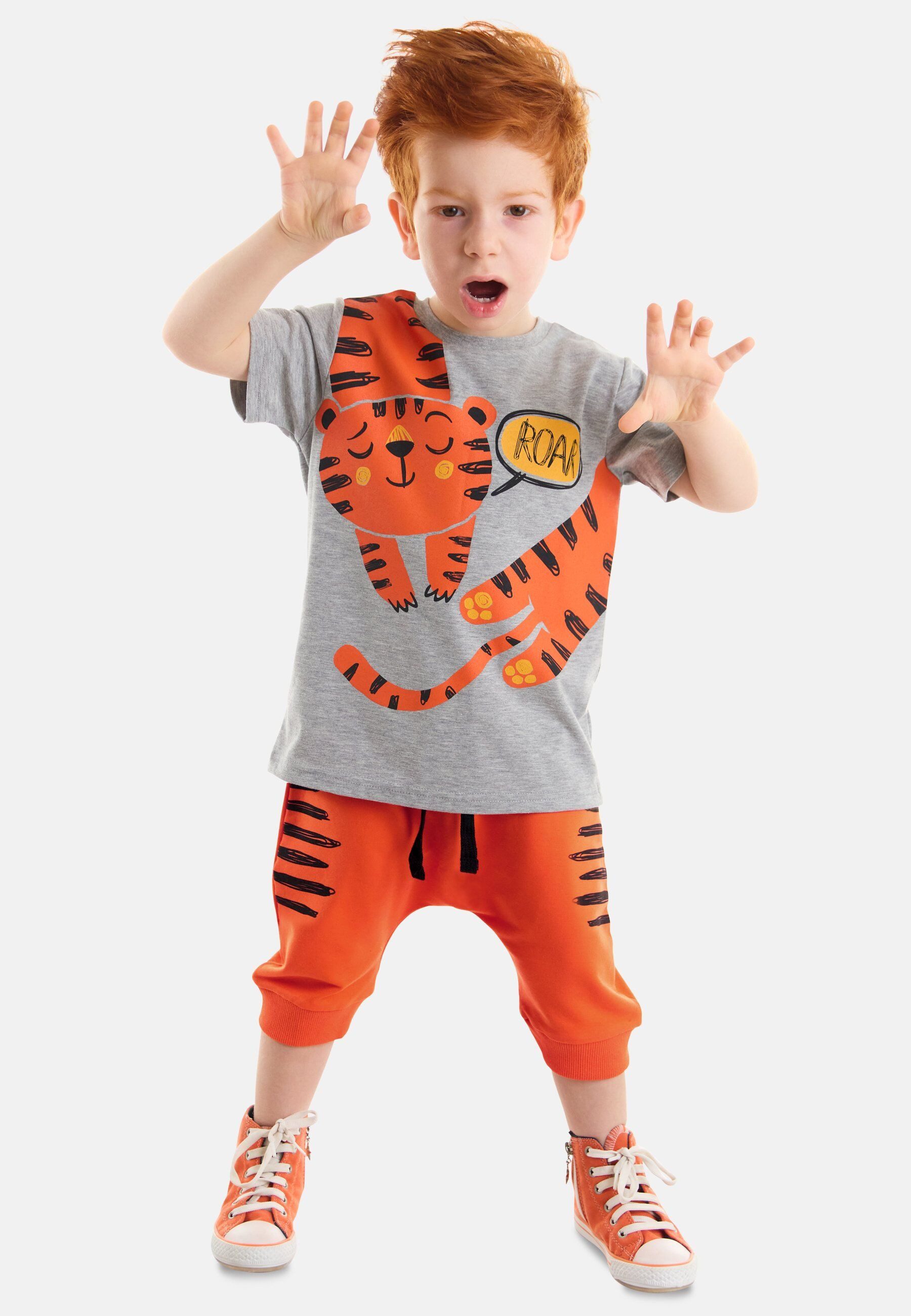 Denokids Trainingsanzug Orange Tiger (2-tlg), mit Tiger-Print