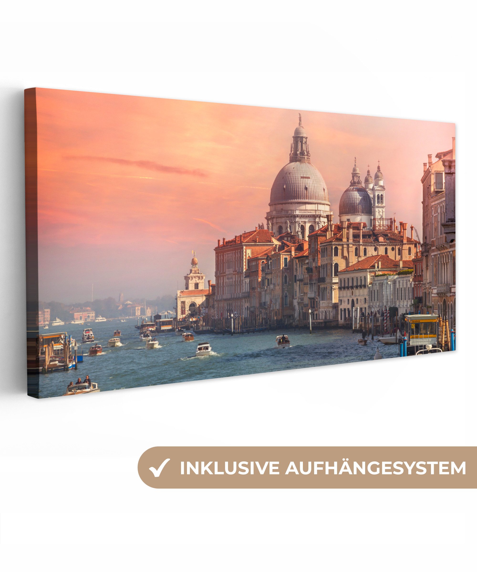OneMillionCanvasses® Leinwandbild Panorama Italien - Venedig - Canal Grande, Fotodruck (1 St), Wandbild, Deko Schlafzimmer Wohnzimmer Flur 40x20 cm