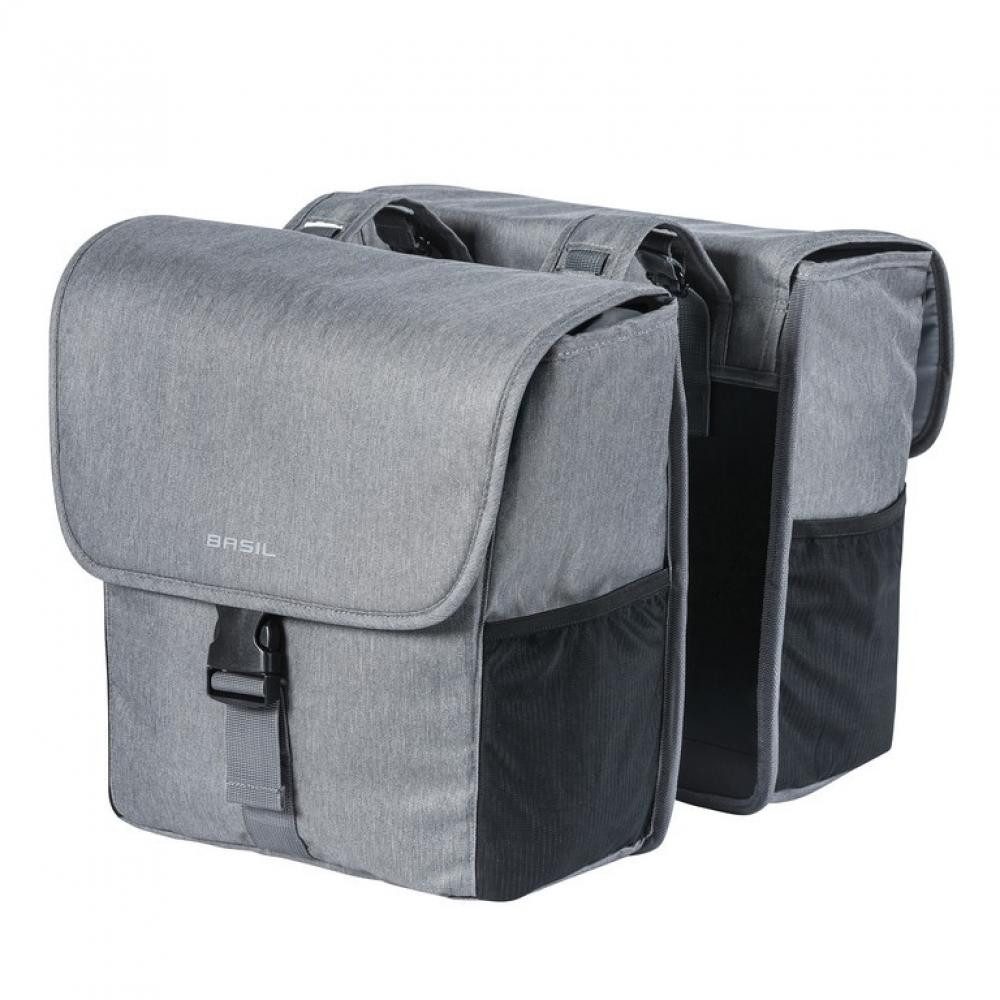 Basil Fahrradtasche Basil Doppelpacktasche Go Double grey melee mit Reflexstreifen 32l
