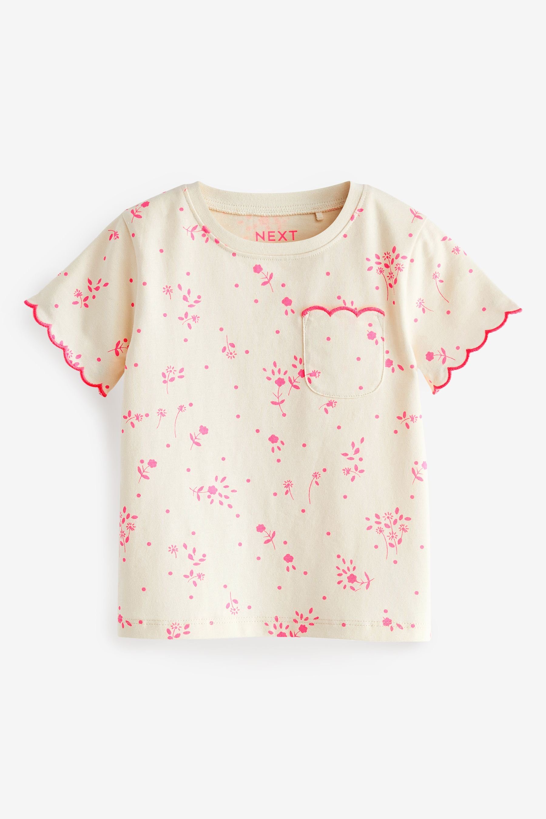 T-Shirt Pink Ditsy Fluro Next Bogenkante T-Shirt (1-tlg) mit