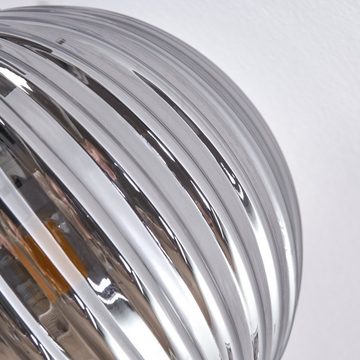 hofstein Deckenleuchte Deckenlampe aus Metall/Glas in Schwarz/Rauchfarben in Riffel-Optik, ohne Leuchtmittel, Leuchte im Retro-Design aus Glas, 4 x G9 LED, ohne Leuchtmittel