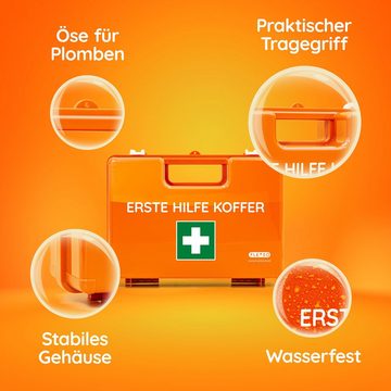 FLEXEO Erste-Hilfe-Koffer leer mit Wandhalterung, (1 St), großer Verbandkasten, orange