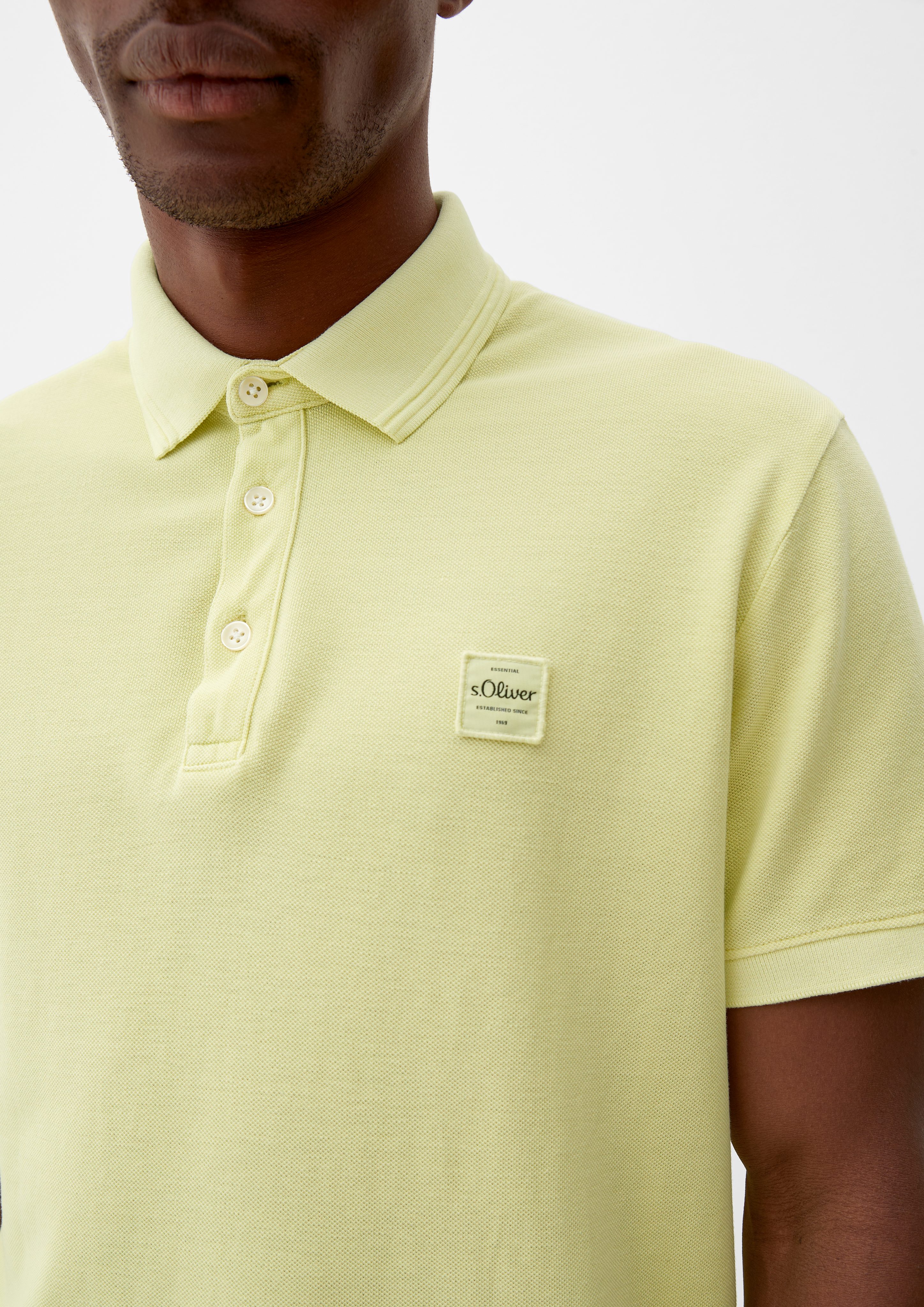 limettengrün Logo-Patch Polo-Shirt s.Oliver mit Garment Label-Patch Dye, Poloshirt