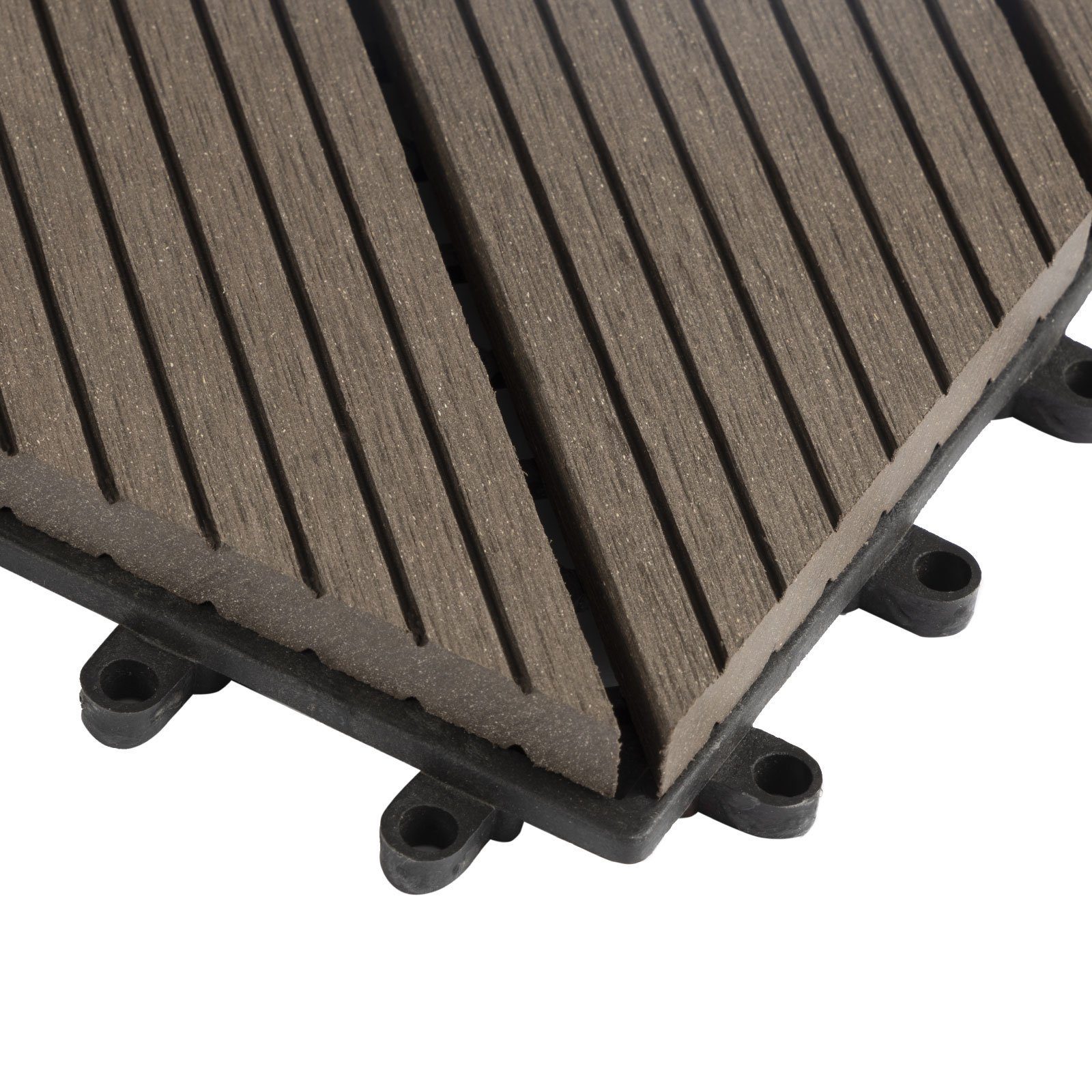 Floordirekt Klickfliese WPC 30x30cm, mit 60% Holzfasern, Klicksystem & Drainagefunktion, 1 St., Individuelle Set-Größe, Ganzjährig Witterungsbeständig, Rutscharm