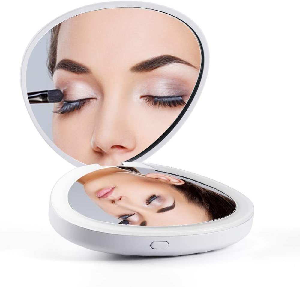 Ulinek Kosmetikspiegel Mini LED Shell Taschenspiegel (1-St), weiß