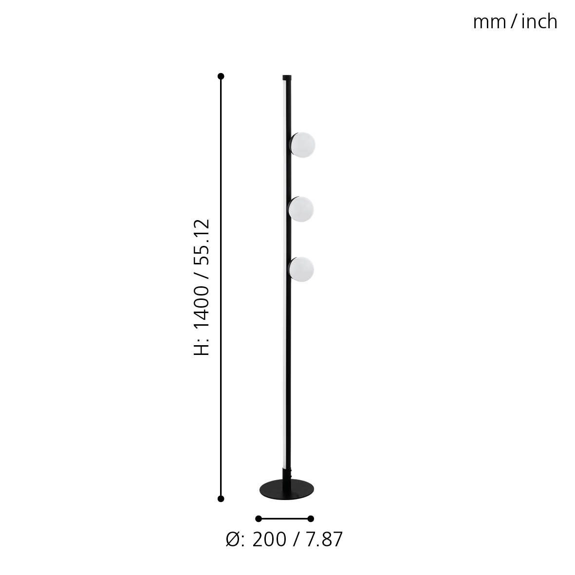 EGLO LED in Weiß, Stehleuchte, und Phianeros, Stehlampe mit Schwar Lampe Leuchtmittel inklusive, Tritt-Schalter