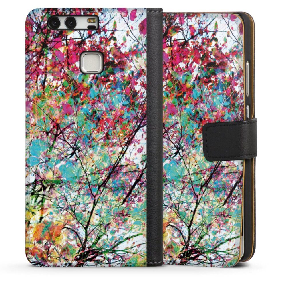 DeinDesign Handyhülle Malerei Blätter Kunst Autumn8, Huawei P9 Hülle Handy Flip Case Wallet Cover Handytasche Leder