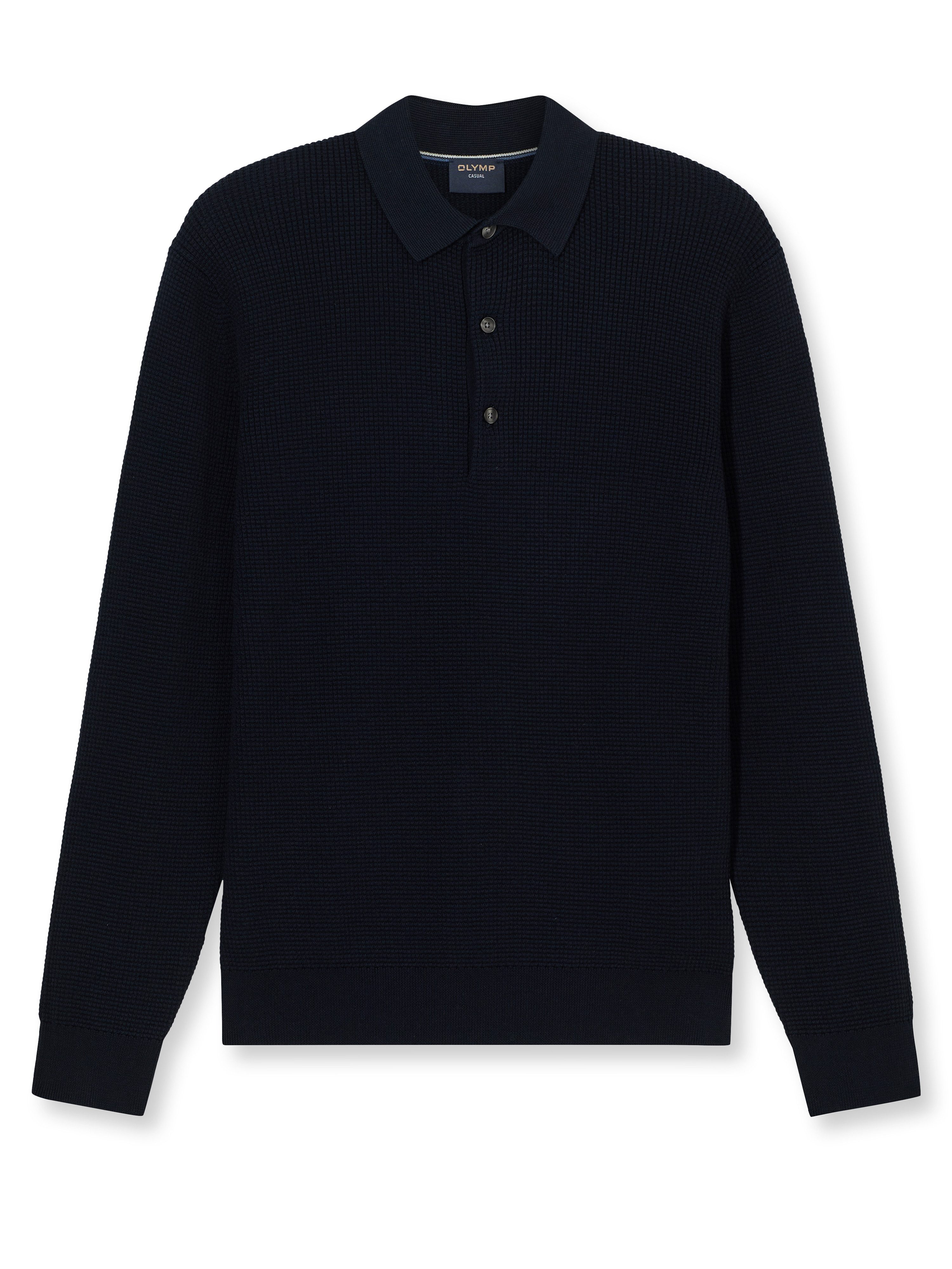 OLYMP Polokragenpullover Waffle Structure Pullover strukturiert, günstig online kaufen