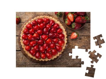puzzleYOU Puzzle Erdbeertorte, 48 Puzzleteile, puzzleYOU-Kollektionen Kuchen, Essen und Trinken