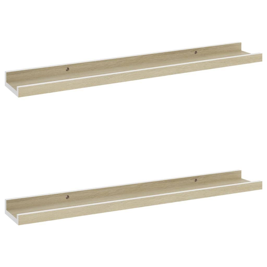 vidaXL Wandregal Полиці настінні 2 Stk Weiß und Sonoma Eiche 60x9x3 cm