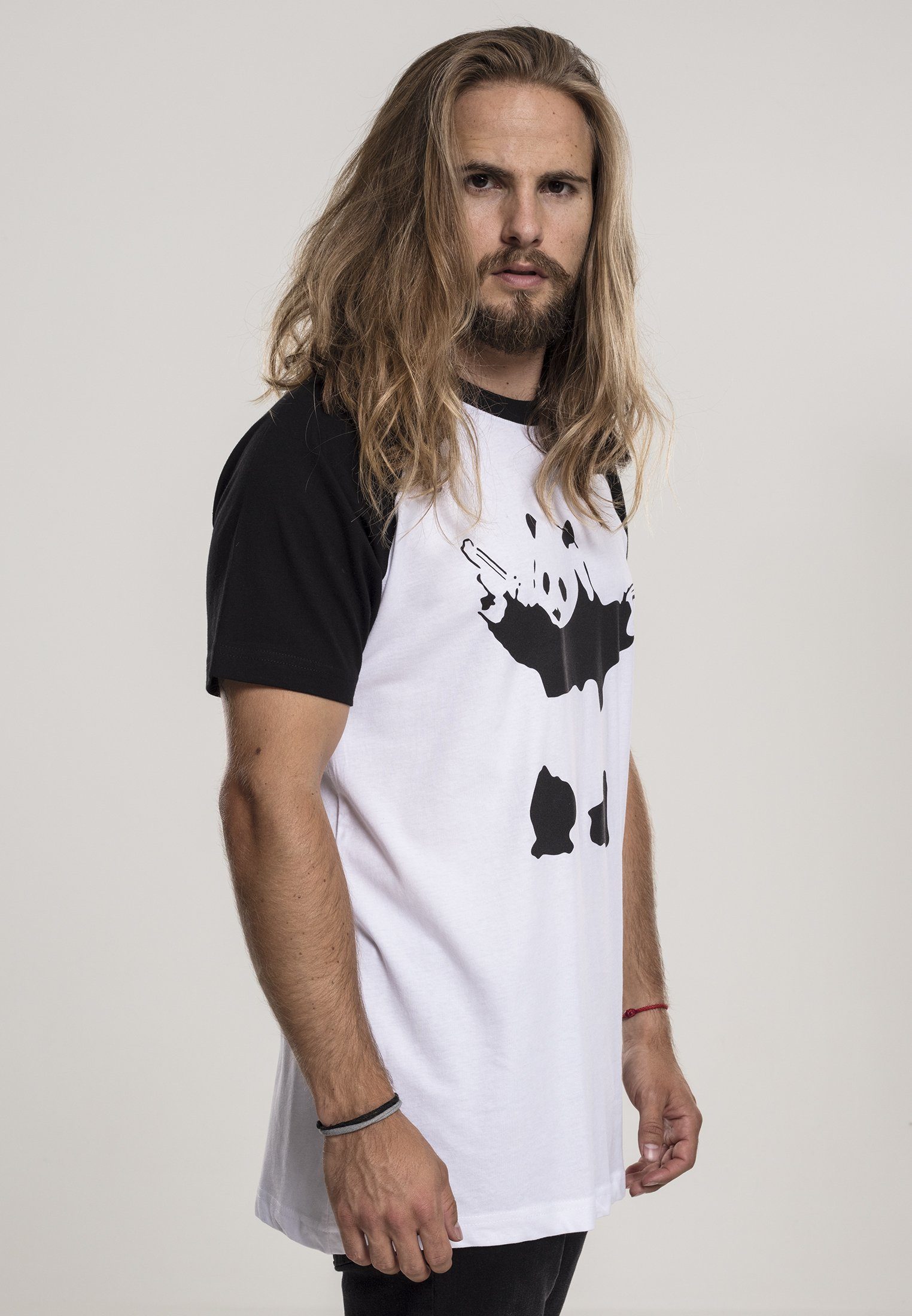 Merchcode Kurzarmshirt Herren Tee Banksy´s Graffiti - (1-tlg) Brandalised Raglan Panda