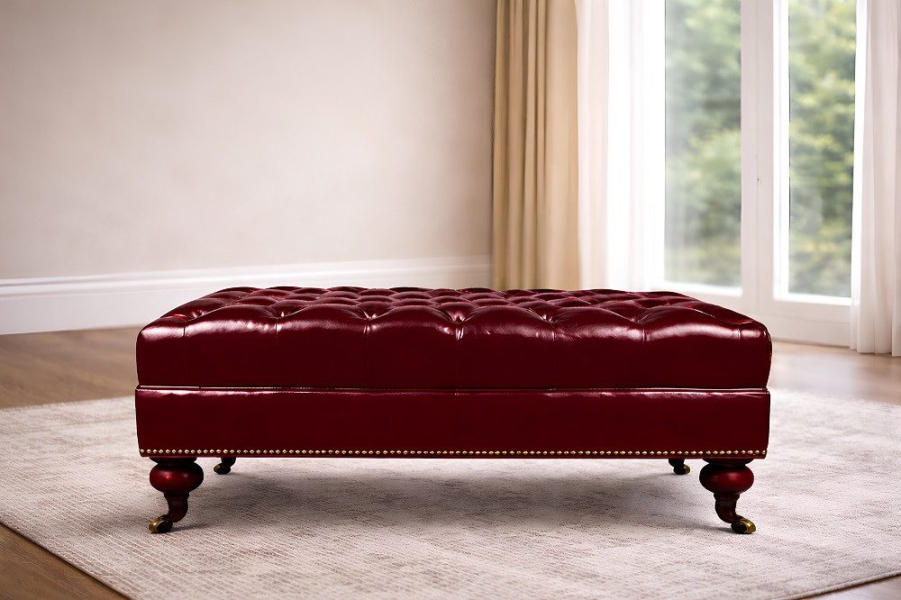 Xlmoebel Sitzbank Leder Luxuspolster Chesterfield Fußhocker Ottomane Sofort (1-St), Hergestellt In Europa