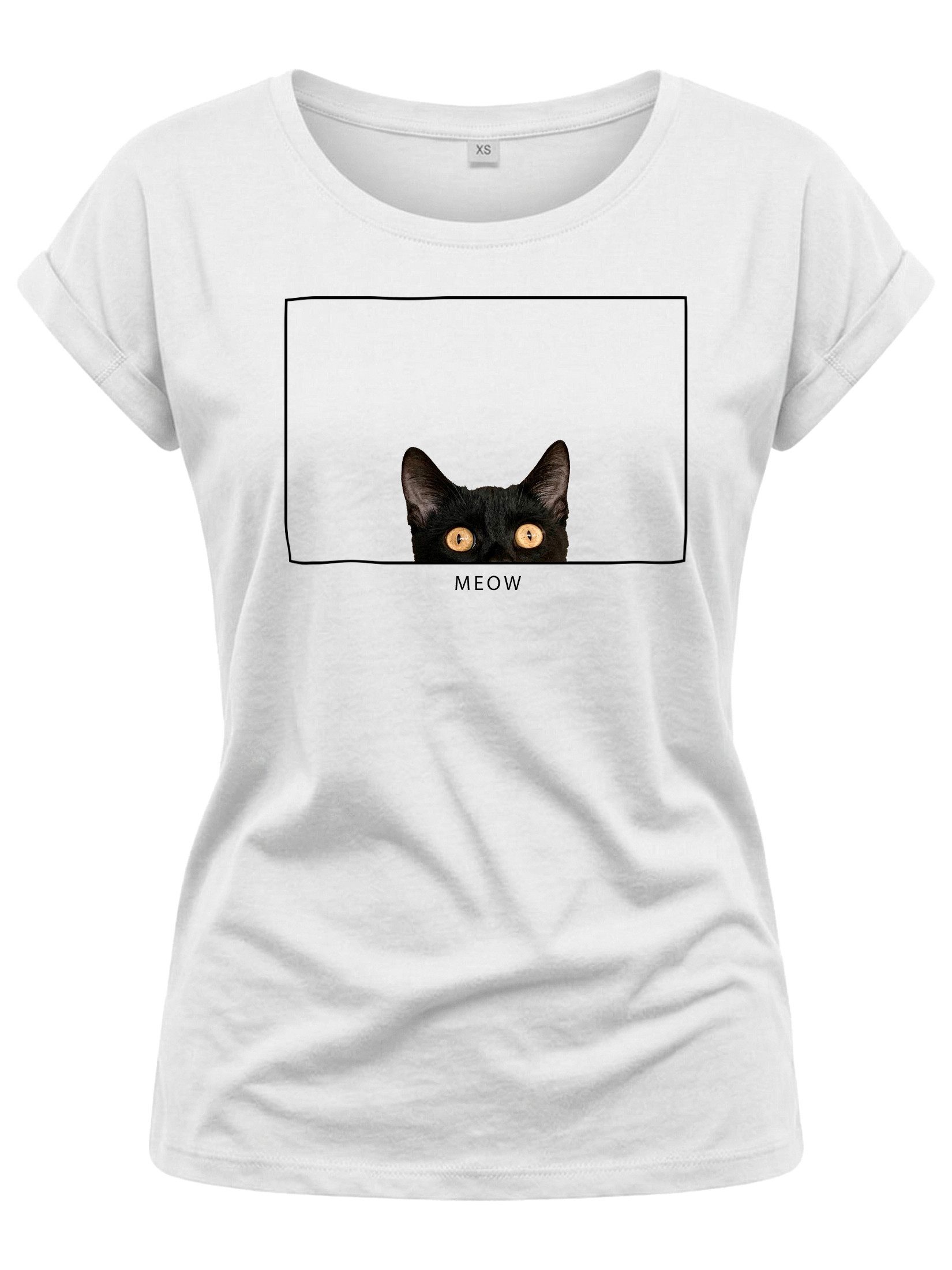 MAKAYA Print-Shirt Katzenshirt Damen Top Katzenmotiv Lustige Katzen Geschenke Katzenfans