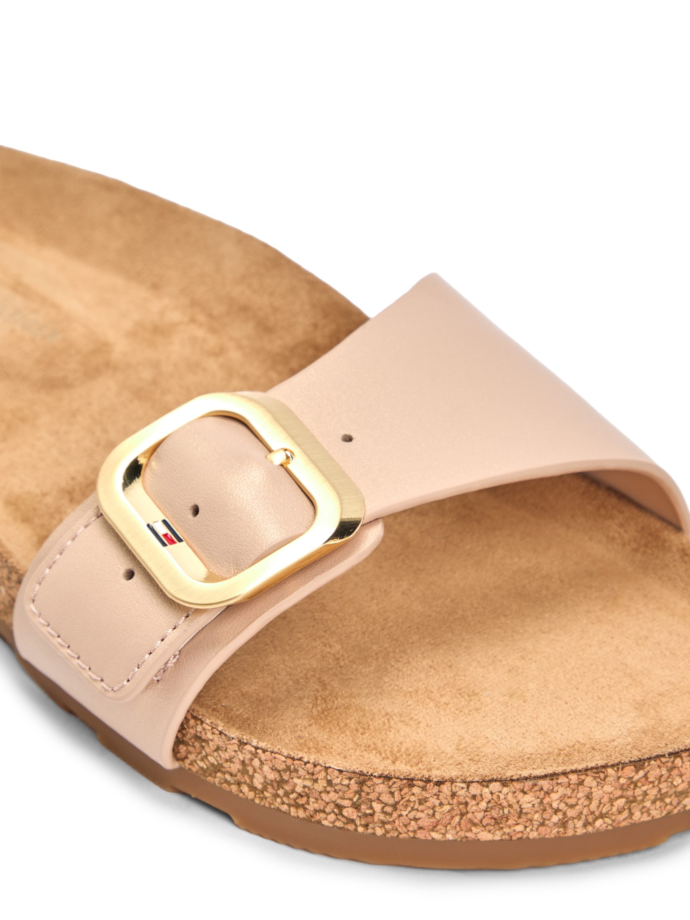 Tommy Hilfiger TH CLASSIC CORK SANDAL PEARL LTH Pantolette Strandschuh, Pool Slides, Flat mit Logoemblem