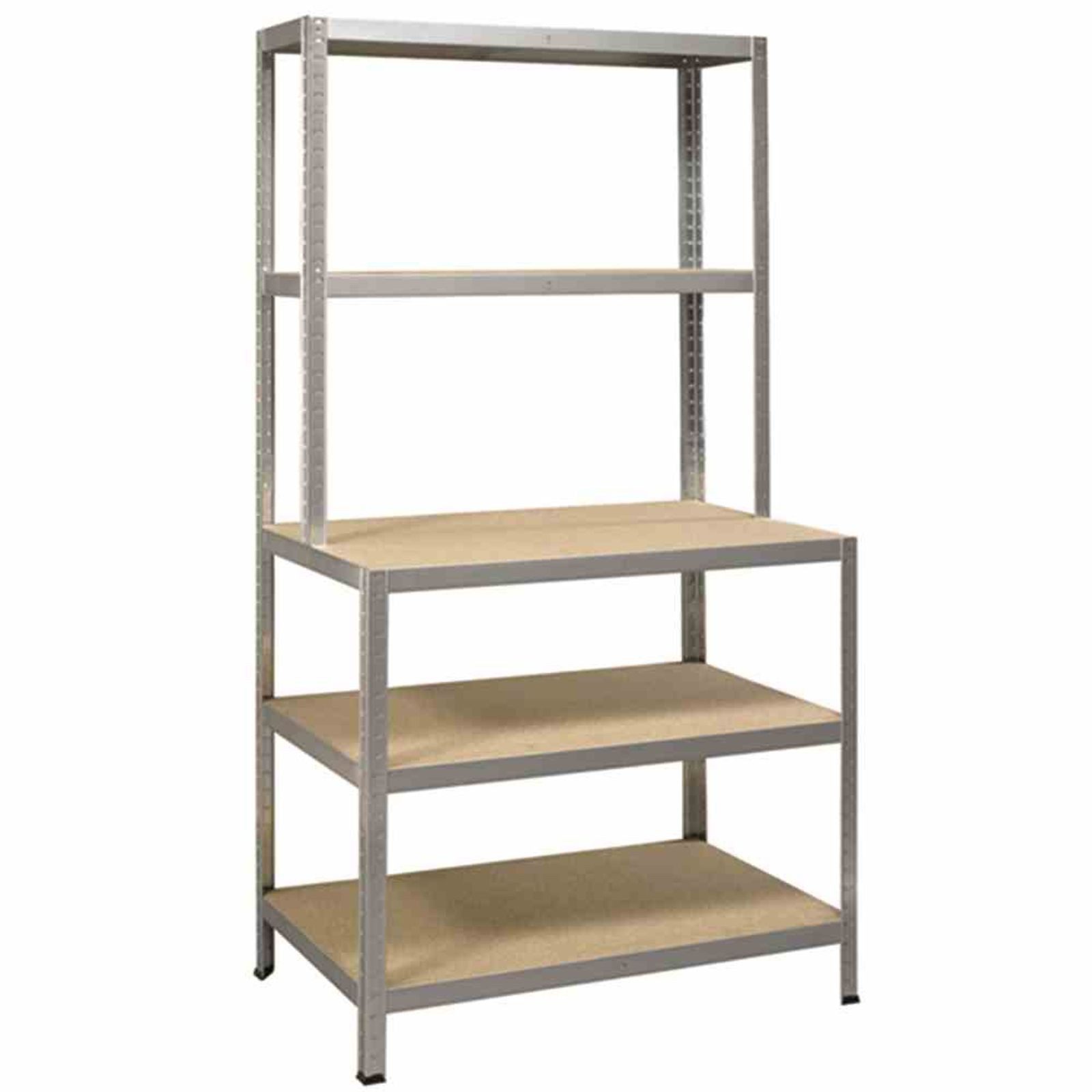IRONSIDE Regal Steckregal Holz/Metall 186x100 cm mit Werkbank, Tragk.200 kg