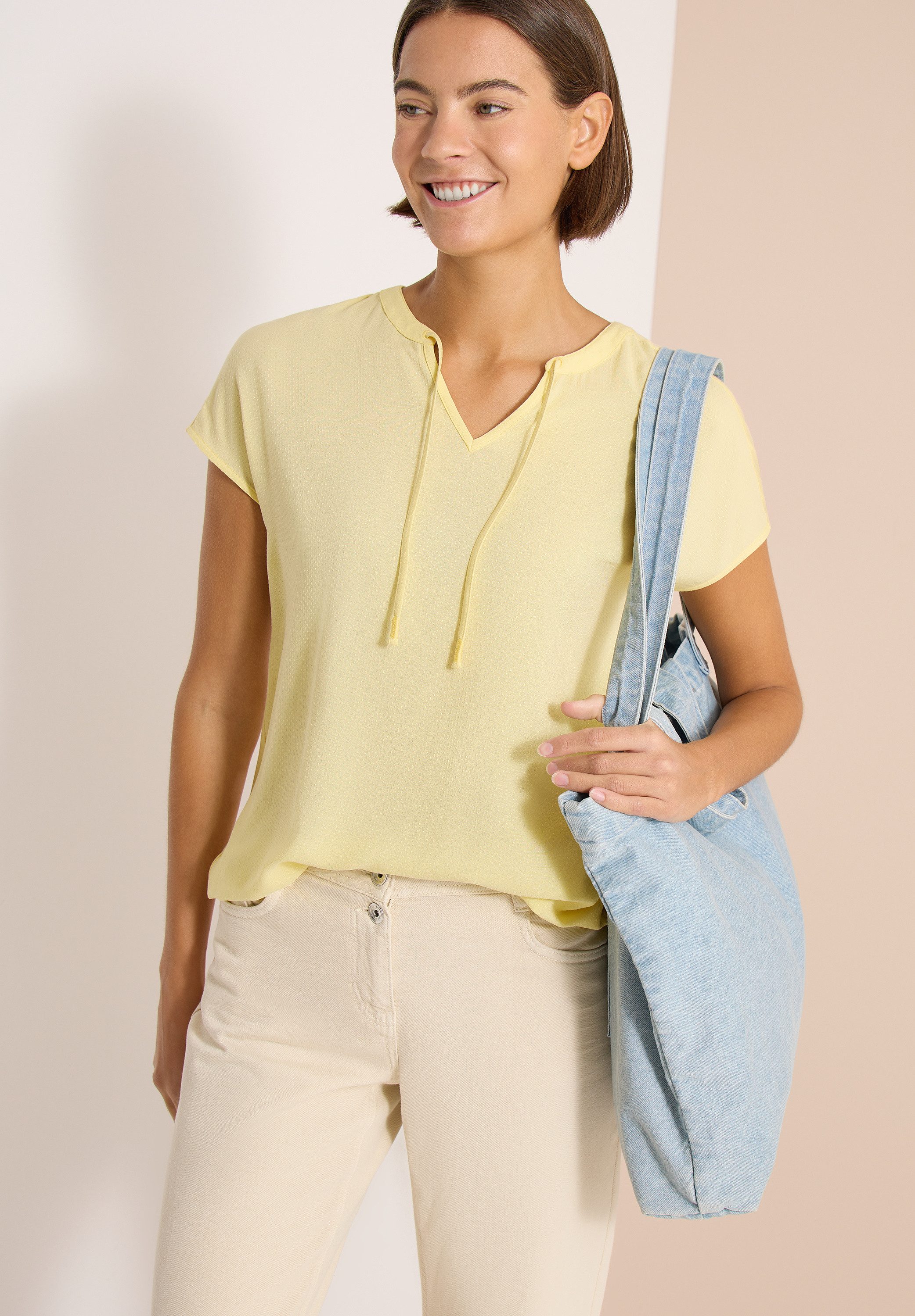 CECIL Kurzarmbluse mit Strukturmix