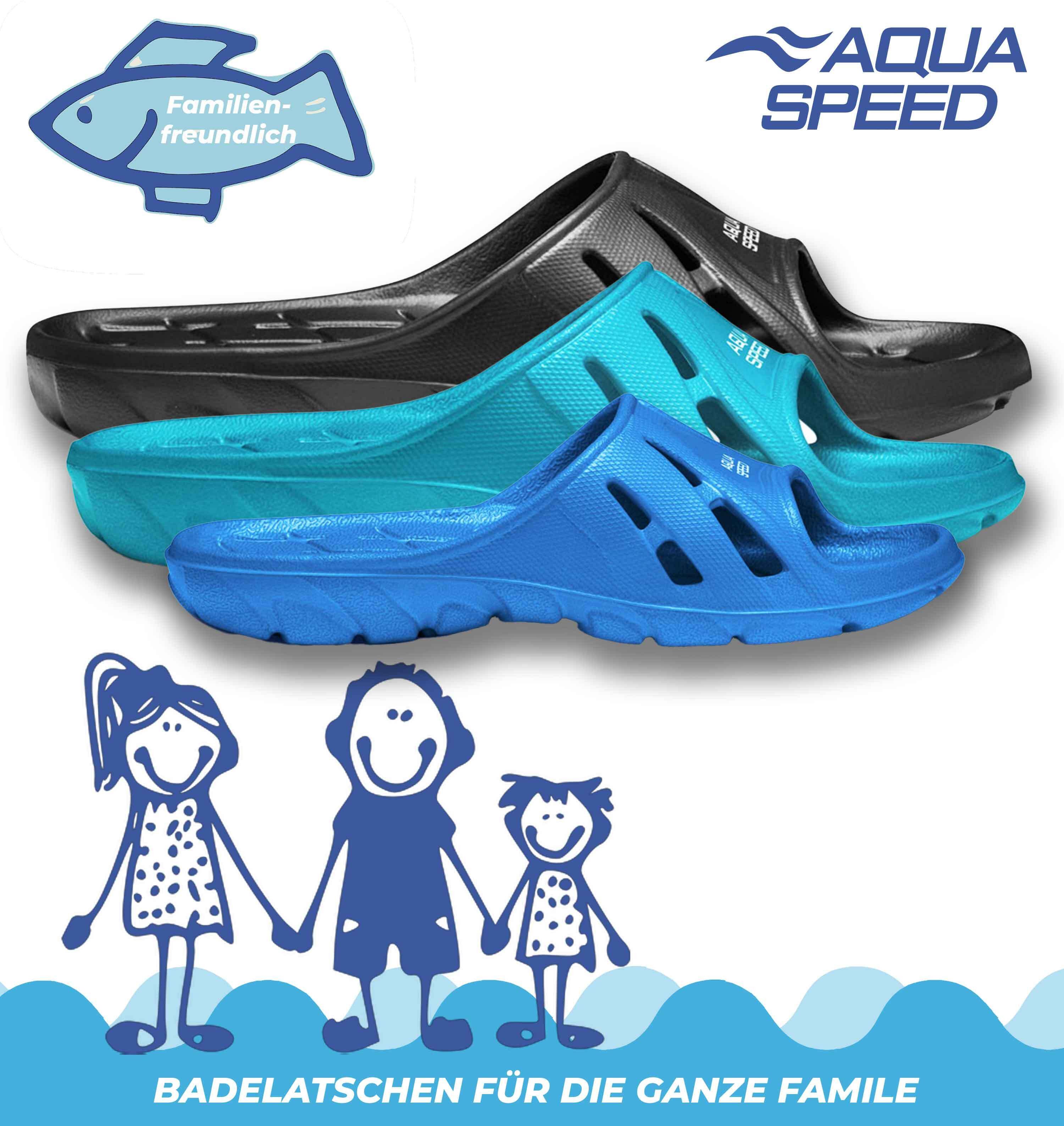 Aqua Speed ALABAMA Badelatschen Kinder + Mikrofaserhandtuch Badepantolette