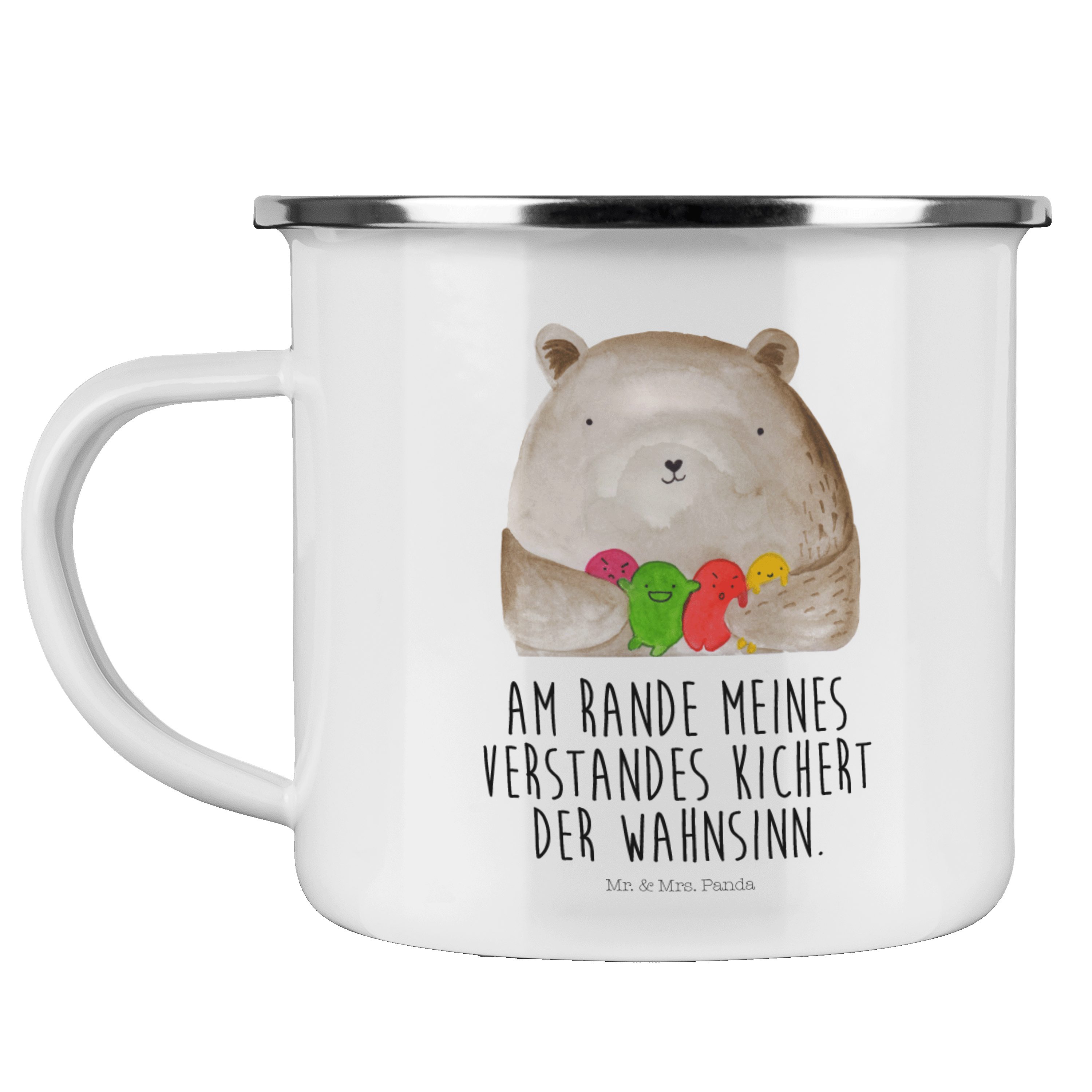 Mr. & Mrs. Panda Becher Bär Gefühl - Weiß - Geschenk, Teddy, Camping Tasse Metall, Trinkbeche, Emaille