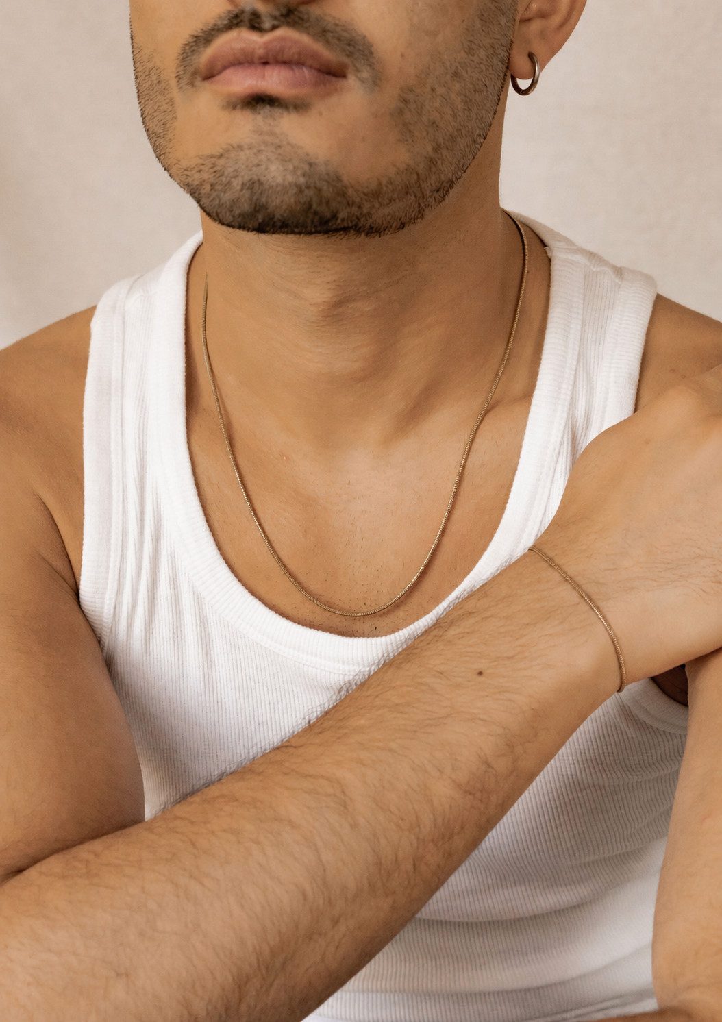 Hey Happiness Ketten und Armband Set Rundes Schlangen-Design, Modernes Snake Chain Herren Schmuckset, Edelstahl wasserfest