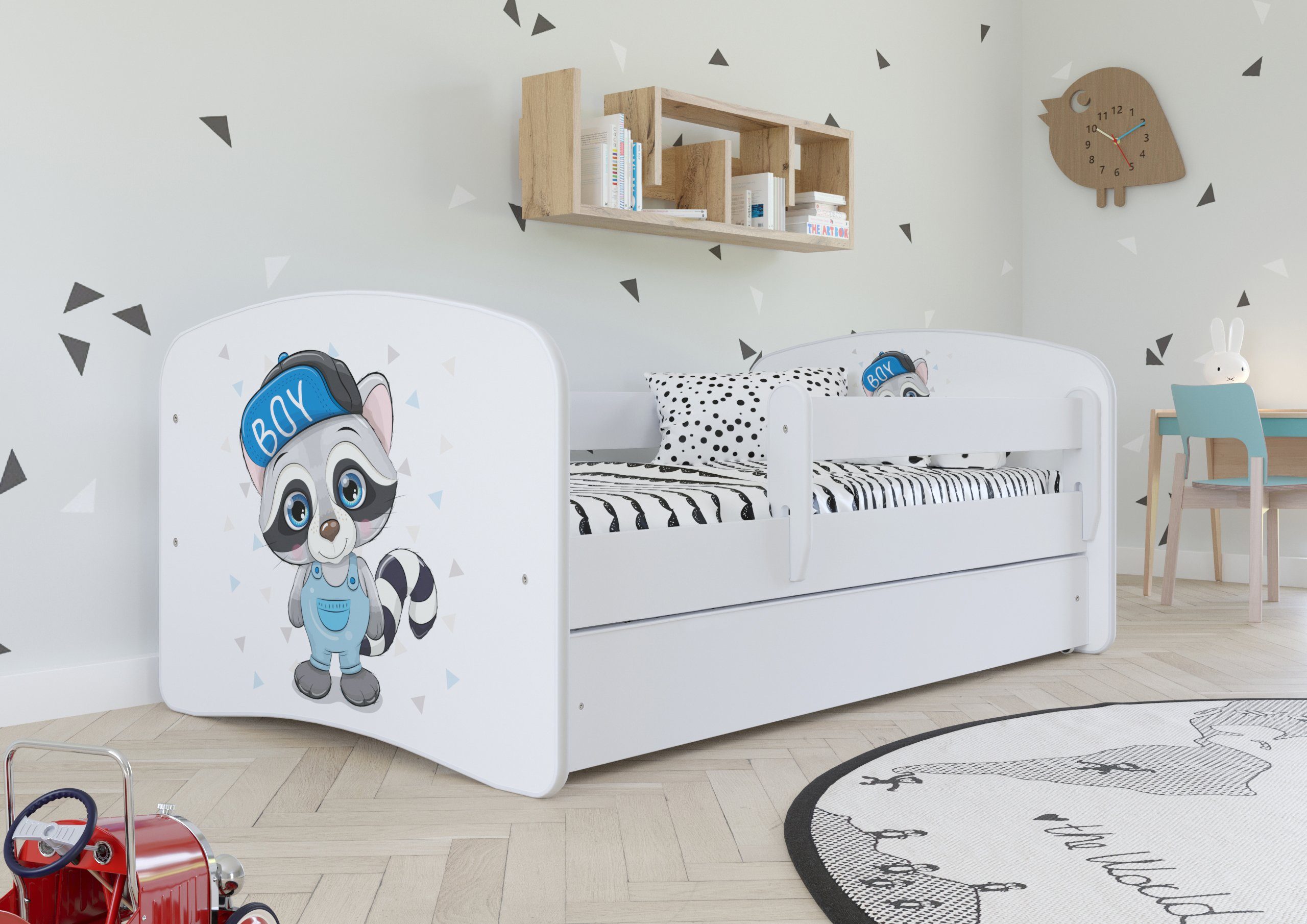 Bjird Kinderbett Babydream 180x80 cm 160x80 cm 140x70 cm (optional mit Matratze, mit Schublade Rausfallschutz und Lattenrost), verschieden Farben und Varianten für Mädchen und Jungen