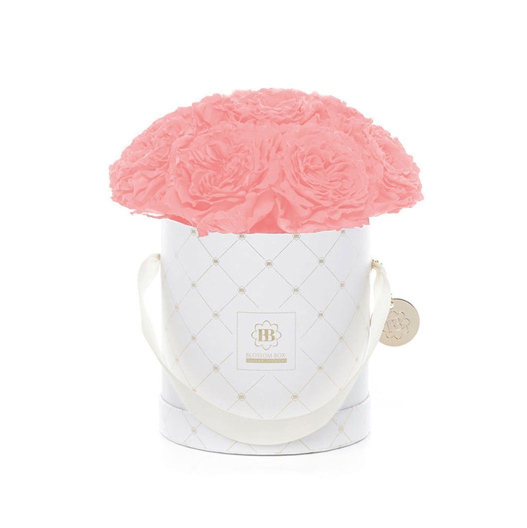Trockenblume Medium - Premium White Flowerbox - Gartenrosen rosa, MARYLEA