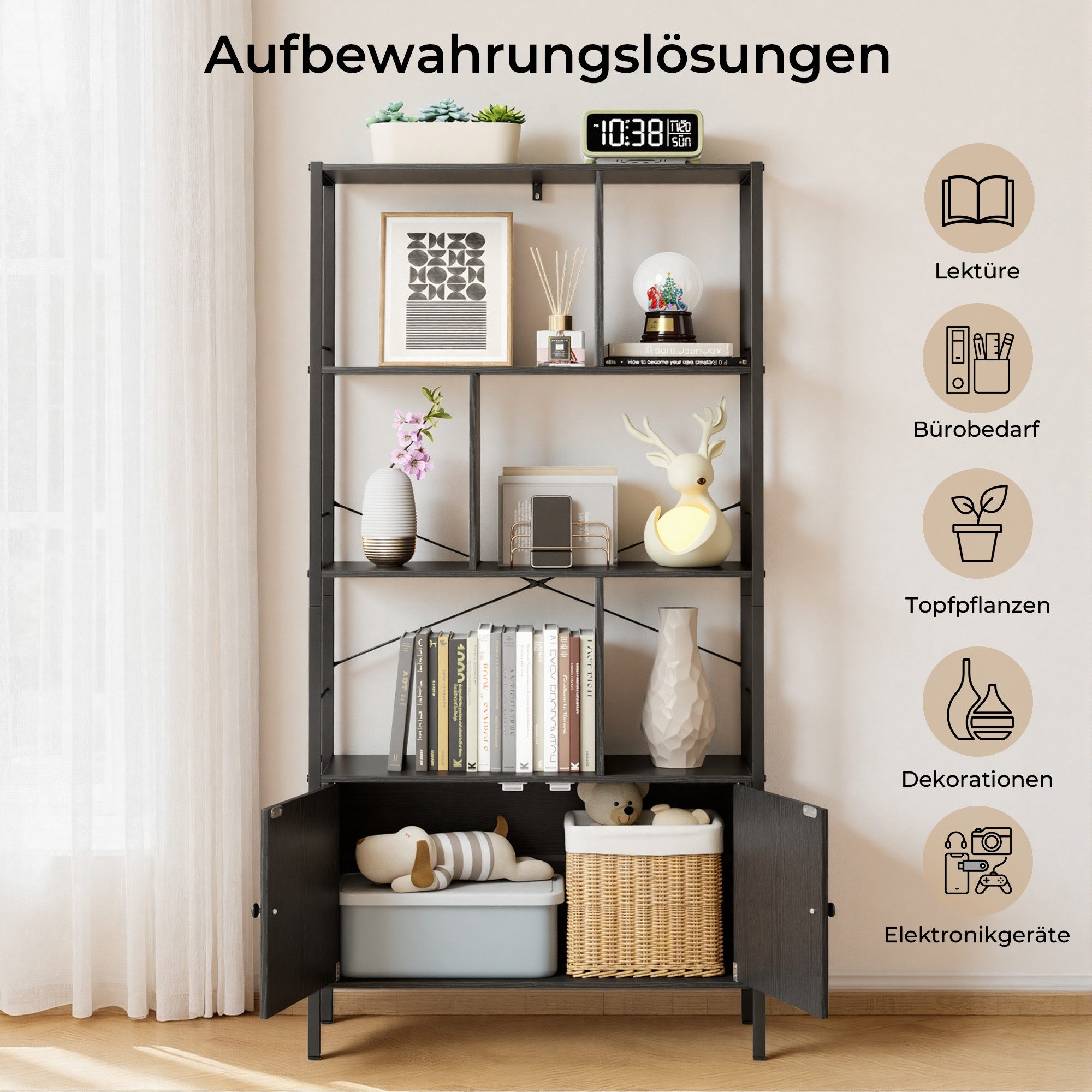 Bealife Bücherregal Bücherschrank mit 4 offenen Regalebenen, 4 x 30 x 153 c günstig online kaufen