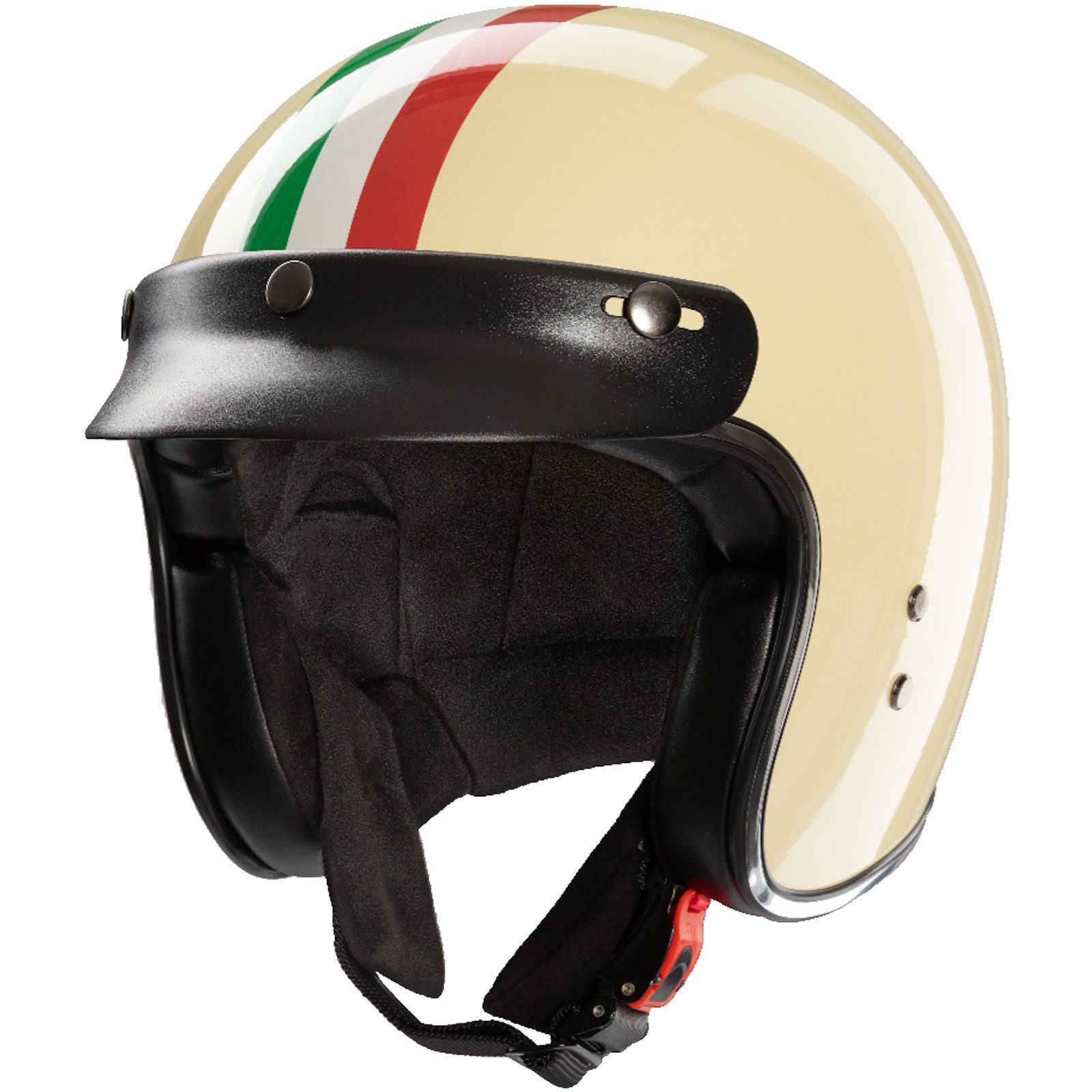 Redbike Motorradhelm Kochmann RB-802 Italia Jethelm Weiss / Grün / Rot (1er Set)
