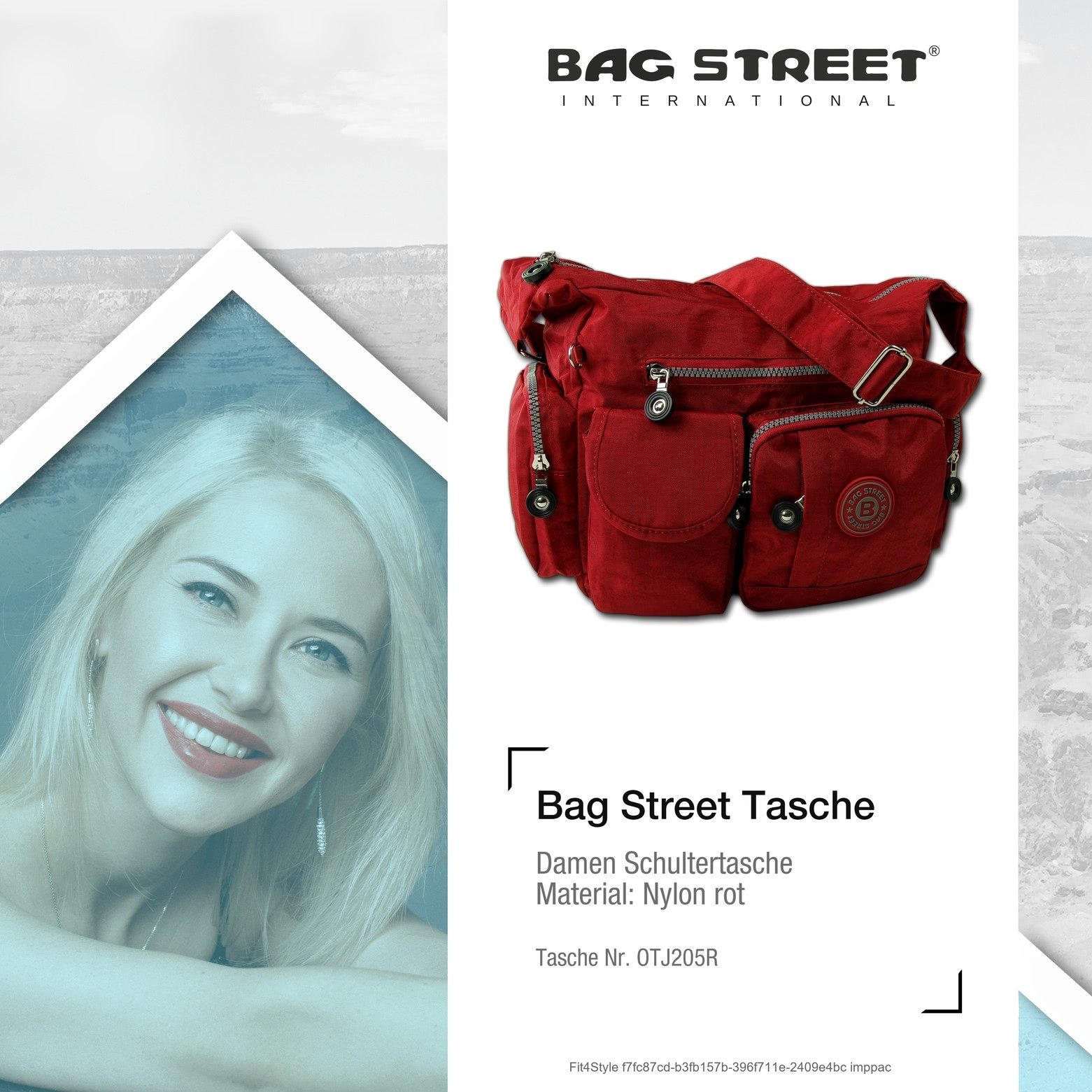 BAG STREET Schultertasche Bag Street Nylon rot Damen crossover (Schultertasche), Damen, Jugend Schultertasche Nylon, rot ca. 32cm x ca. 20cm – Bild 5 von 5
