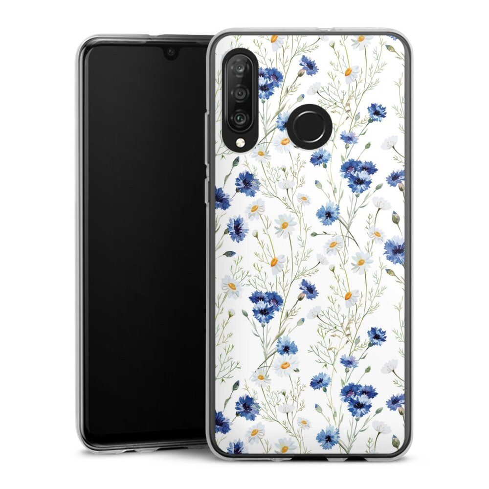 DeinDesign Handyhülle Muster Blume Blumen Flower Pattern 6, Huawei P30 Lite Premium Silikon Hülle Bumper Case Handy Schutzhülle