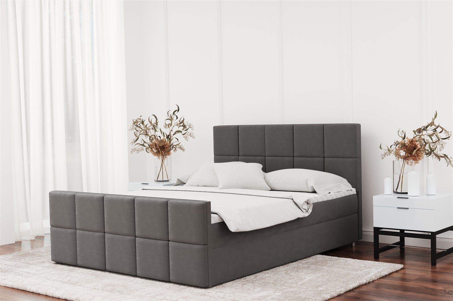 Fun Möbel Boxbett Schlafzimmerbett JOST in Stoff oder Kunstleder (inkl. Bettkasten, inkl. Kaltschaumtopper), gepolstertes Fußteil