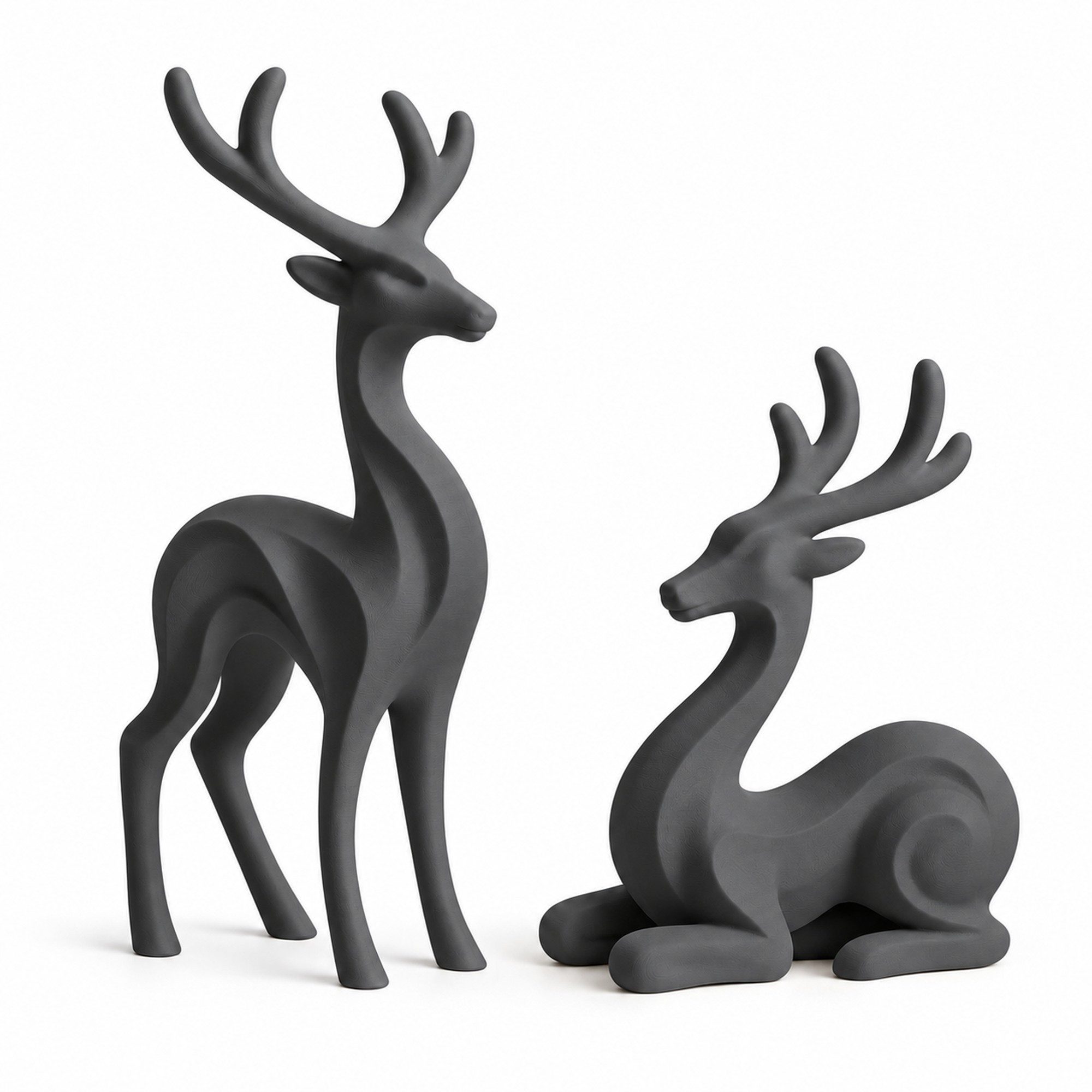 FJELLFORM Dekofigur Rentierpaar stehend & liegend, moderne Weihnachtsdeko (Set, 2 St., stehend & liegend), Harmonisches Paar stehend & liegend – zeitloses Designobjekt
