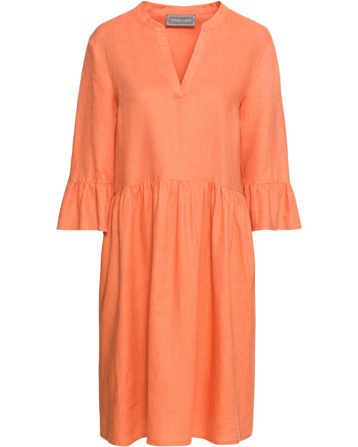 White Label Midikleid Stufenkleid aus Leinen Orange | Kleider