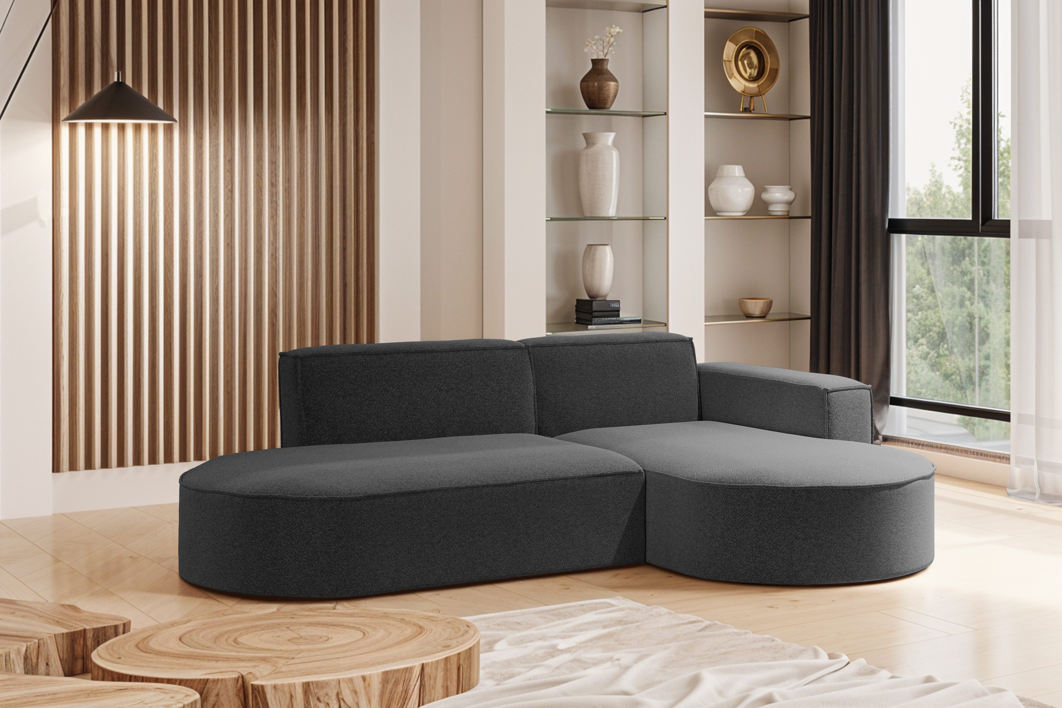 Kaiser Möbel Ecksofa Modernes L-förmiges Modena Studio stoff Raven, Ecksofa, Komfortables, elegantes Design, links/rechts