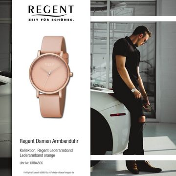 Regent Quarzuhr Regent Damen Armbanduhr Analog, (Analoguhr), Damen Armbanduhr rund, extra groß (ca. 36mm), Lederarmband