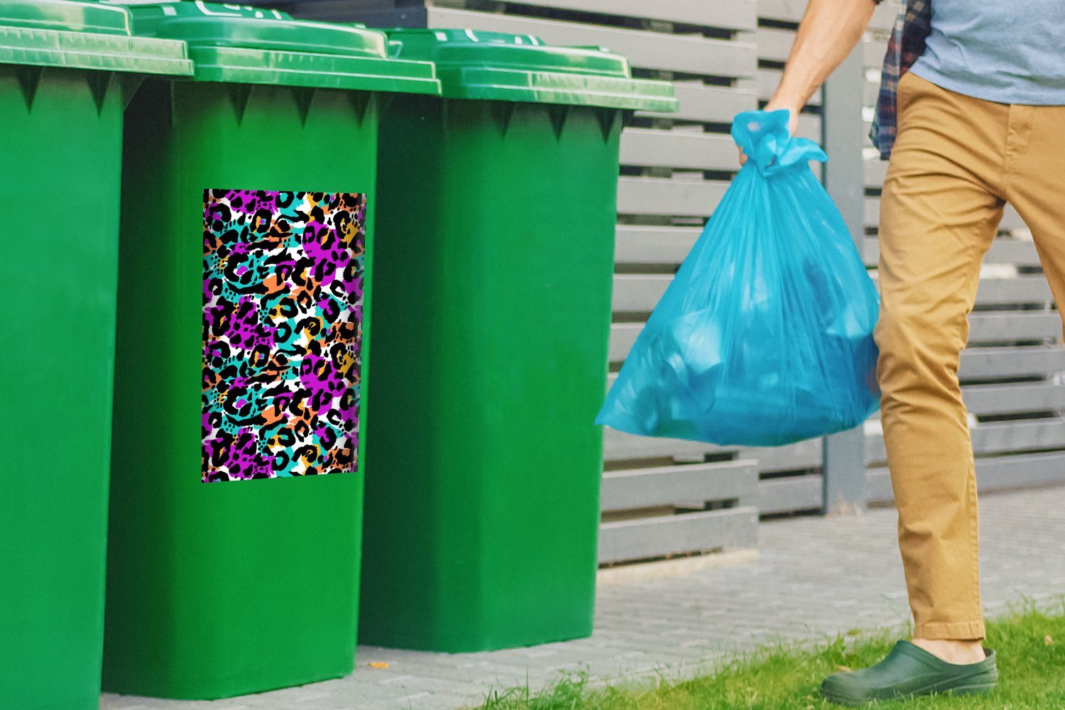 Mülleimer-aufkleber, Abfalbehälter Tiermuster Mülltonne, (1 Panther MuchoWow - Container, - Wandsticker Farbe Sticker, St),