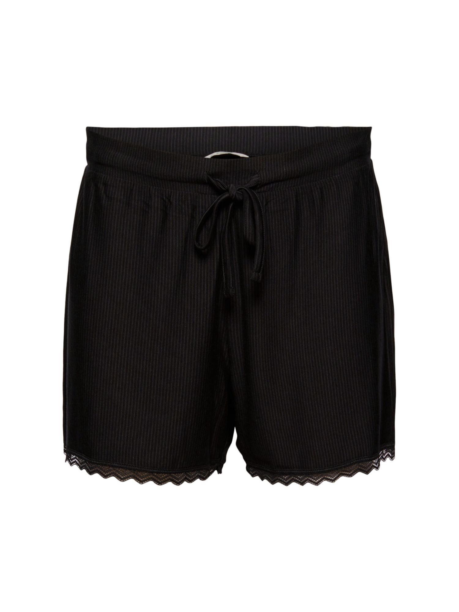 Esprit Schlafhose Pyjama-Shorts mit LENZING™ Spitze, ECOVERO™ BLACK