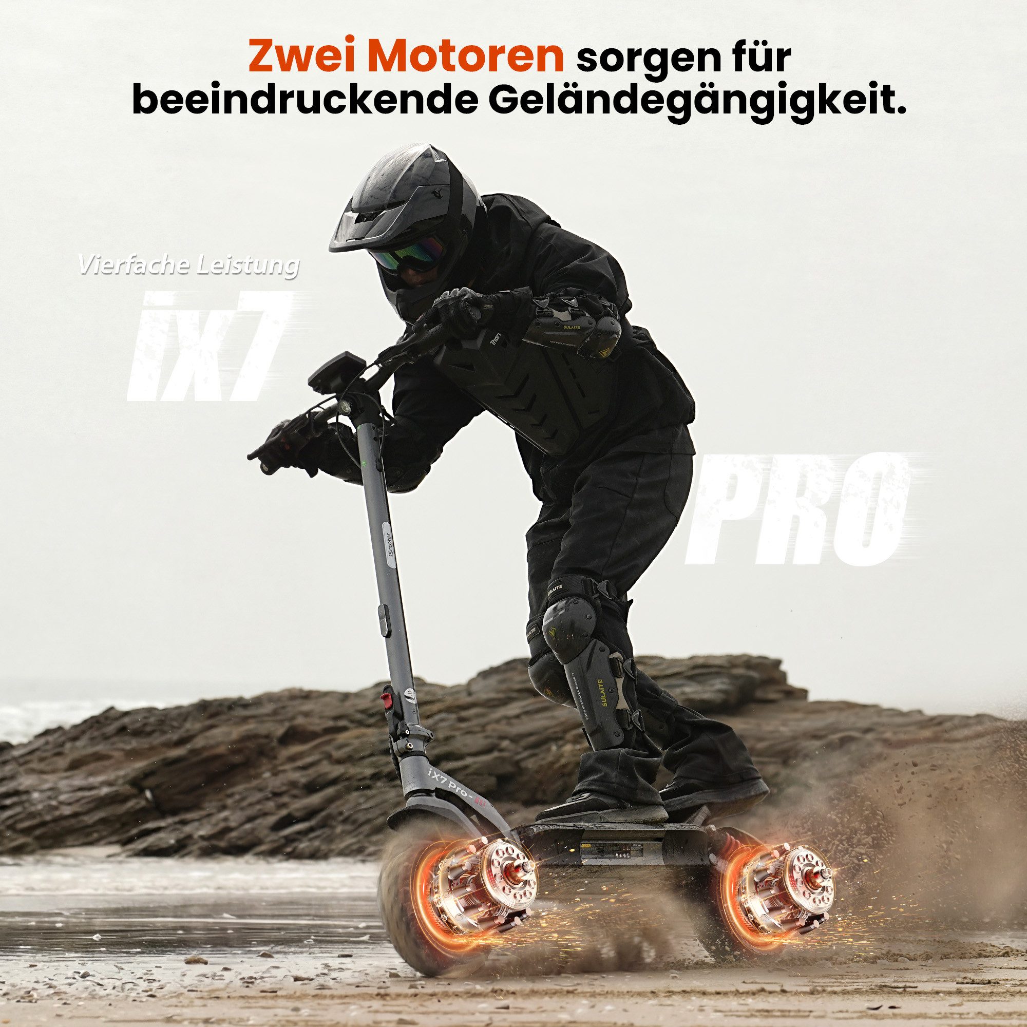 iscooter E-Scooter Elektroroller mit ABE-Zulassung, zwei Motoren, 60~80 km Reichweite, Geeignet für alle Geländearten, 45° Steigung
