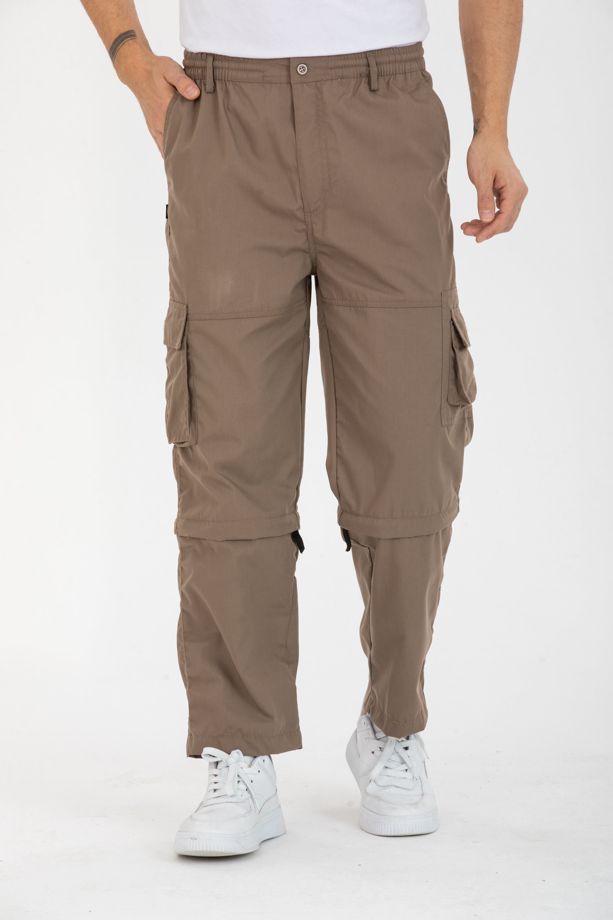 Kendindza Collection Cargohose Herren Zipp Off Cargohose Dehnbund Arbeit Hose Rangerhose Cargo Hose Gummibund elastisch, abnehmbare Beine, 6 Taschen
