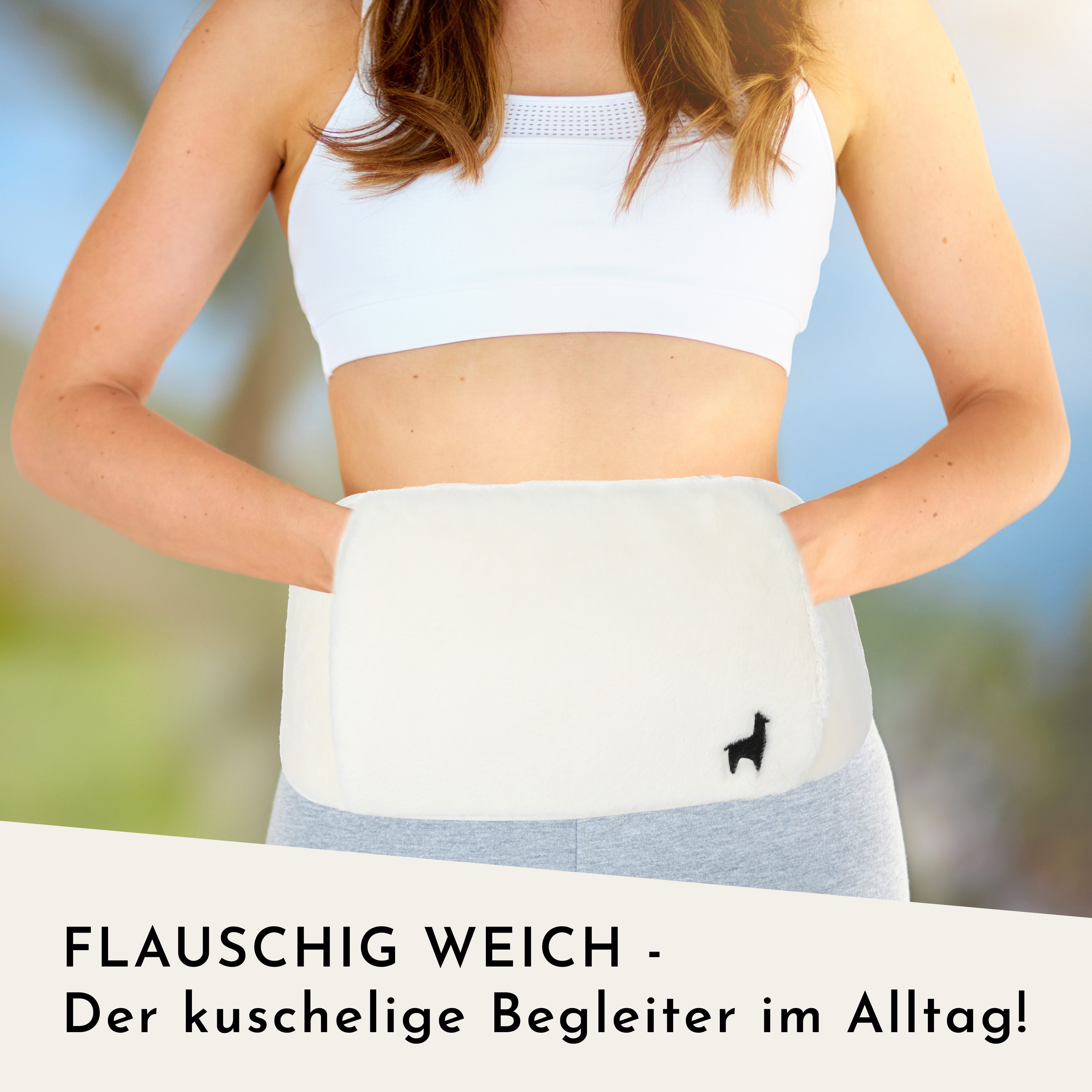 Nordstern Wärmflasche Wärmflaschengürtel 130 cm, mit flauschigen Extra-Bezug - Perioden Wärmegürtel zum umbinden
