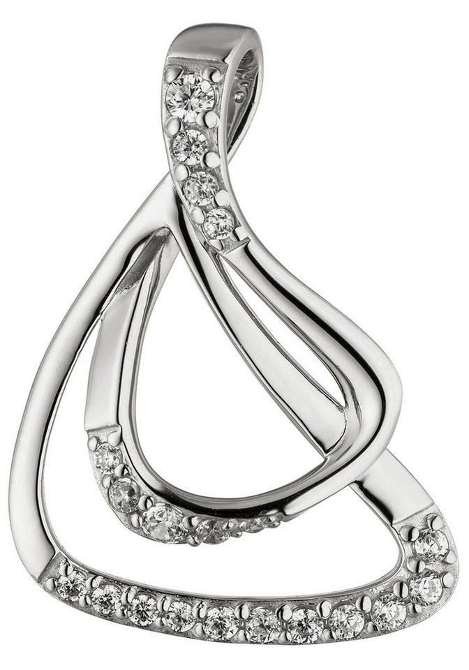 JOBO Kettenanhänger Anhänger Silberanhänger 25 mm, 925 Silber rhodiniert mit 20 Zirkonia