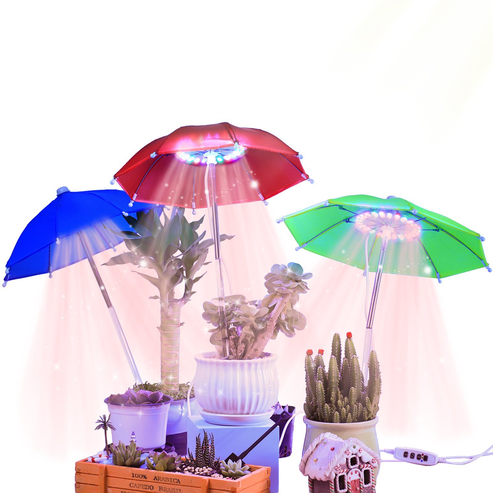 Sunicol Pflanzenlampe 48LED, Kleiner Zimmerpflanzen Sukkulente Pflanzenleuchte, Dimmbar Time, Voll Spektrum Grow Leuchte, Mini Wachstumslampe mit Zeitschaltuhr Grün | Pflanzenlampen