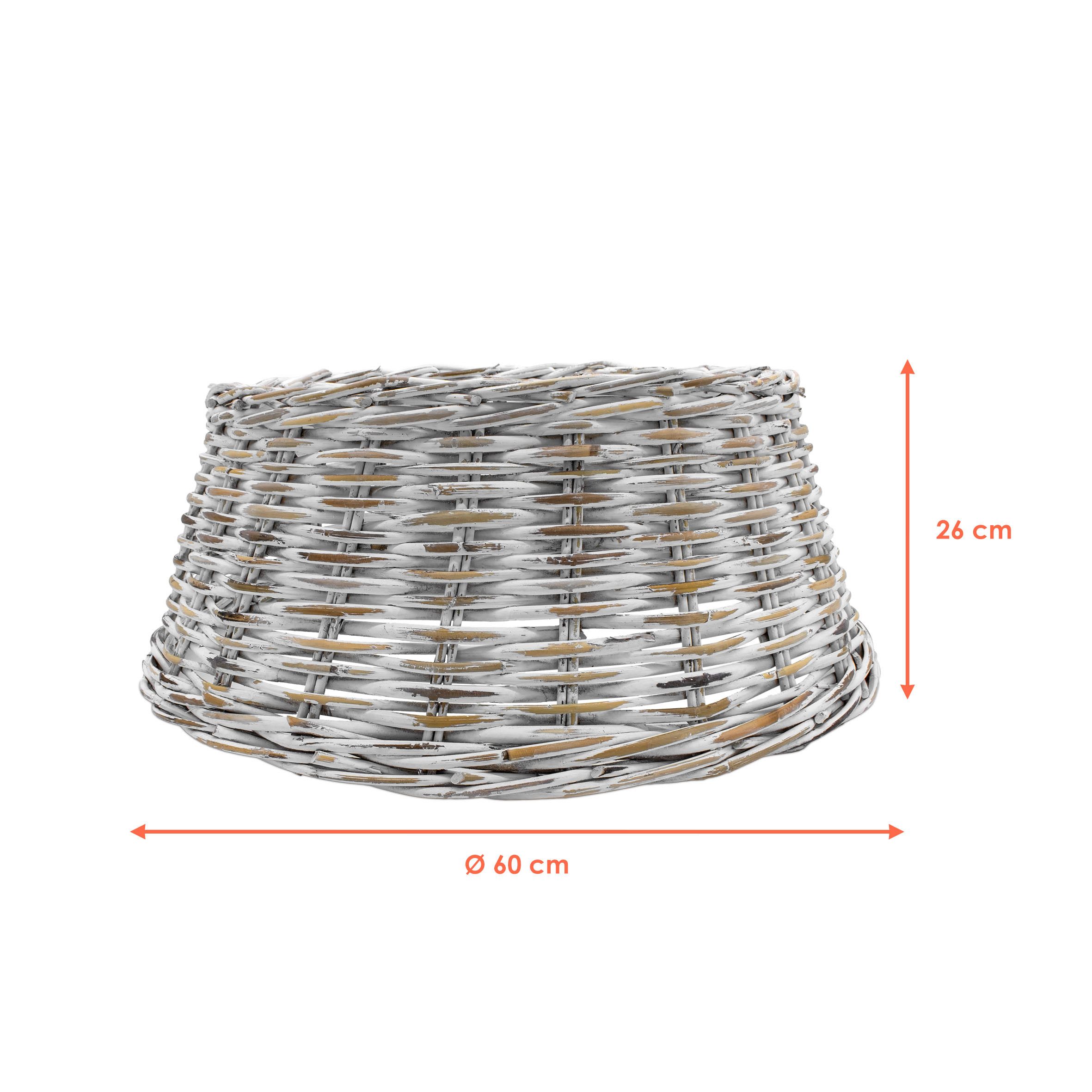 Spetebo Weihnachtsbaumdecke Rattan Weihnachtsbaumrock aus Weide 60 cm - weiß (1-tlg), Abdeckung für den Christbaum Ständer